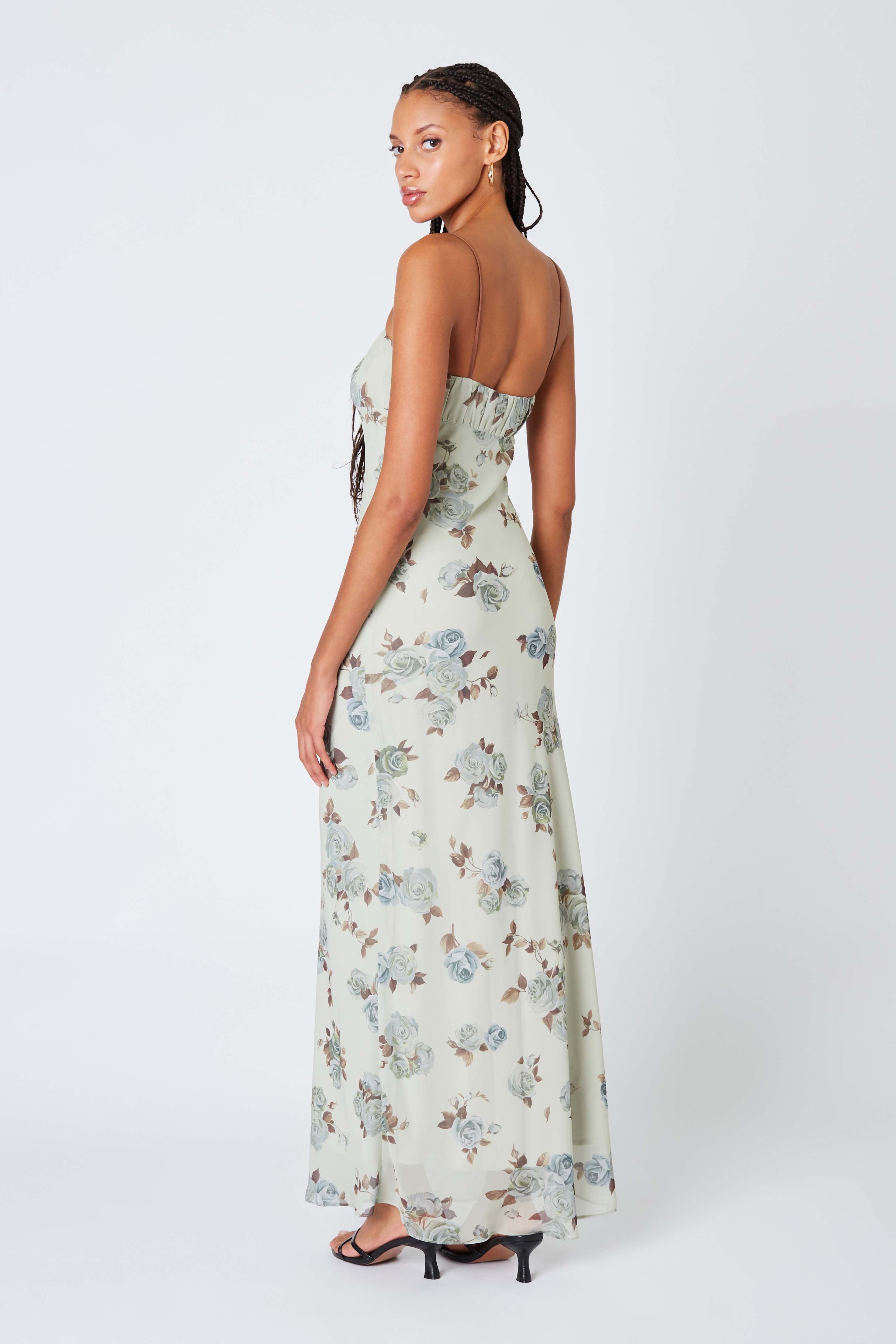 Floral Maxi Dress in Fern Back View