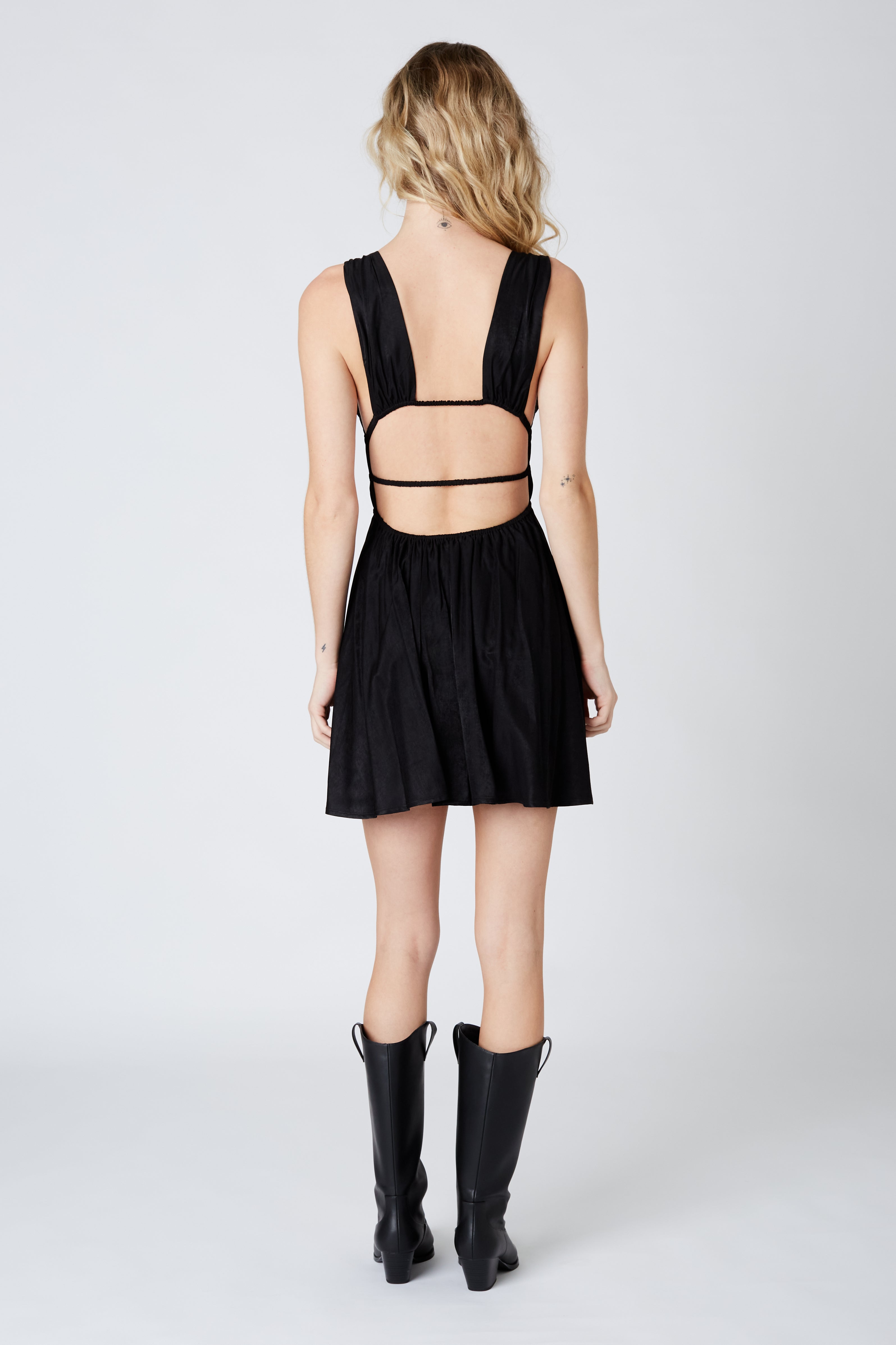 Swing Mini Dress in black back view