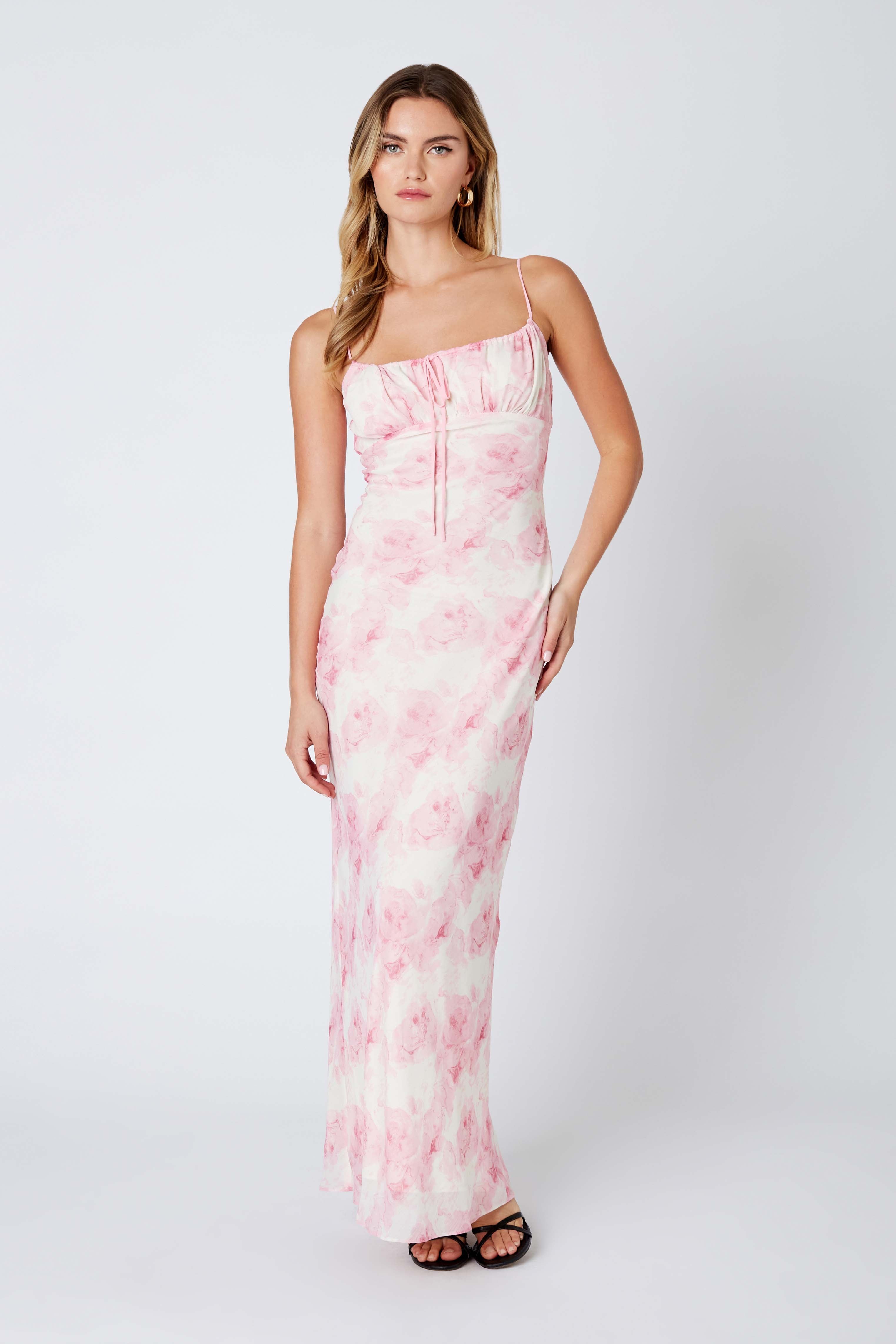 Floral Maxi Dress in Cameo Pink Front View