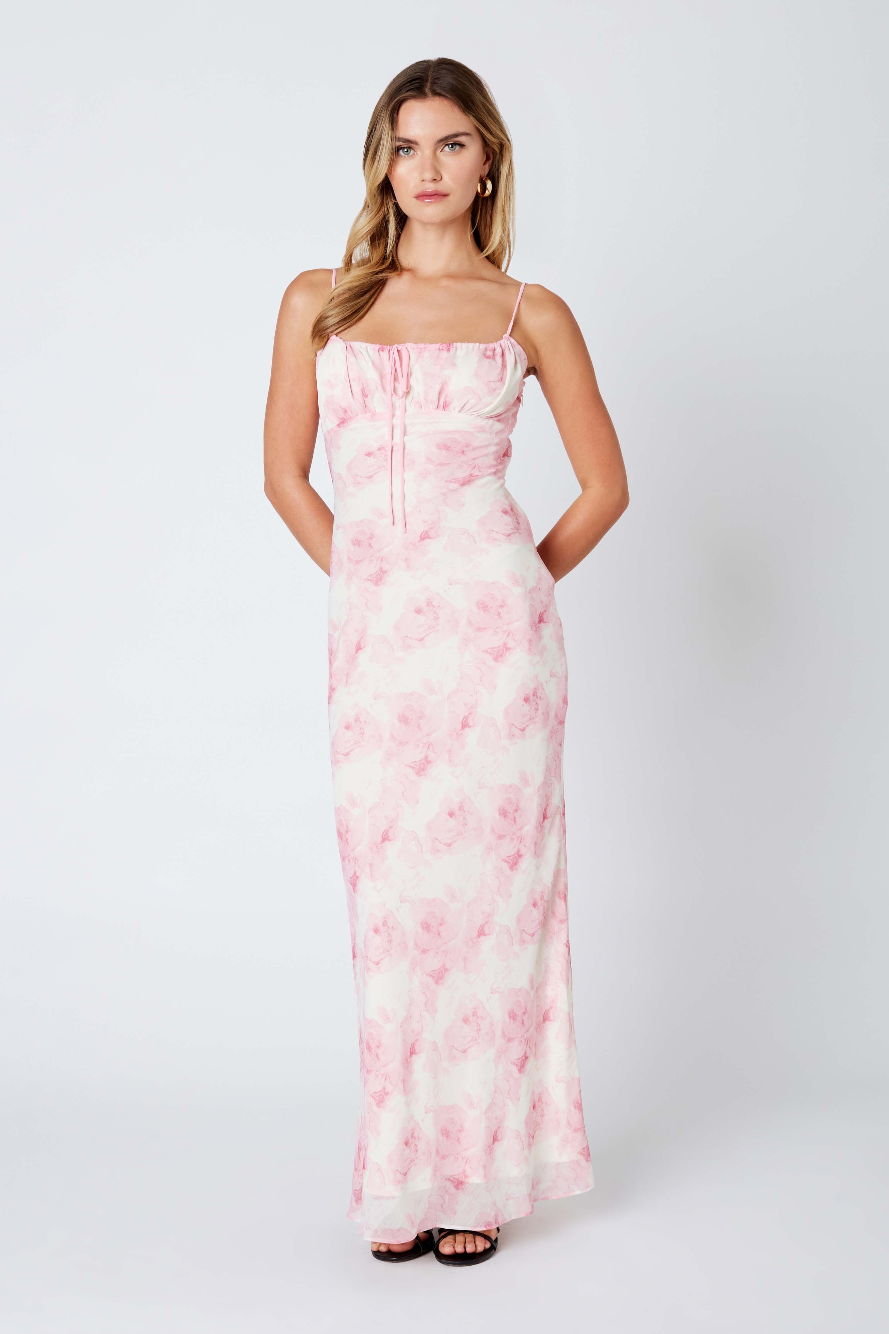 Floral Maxi Dress in Cameo Pink Front View