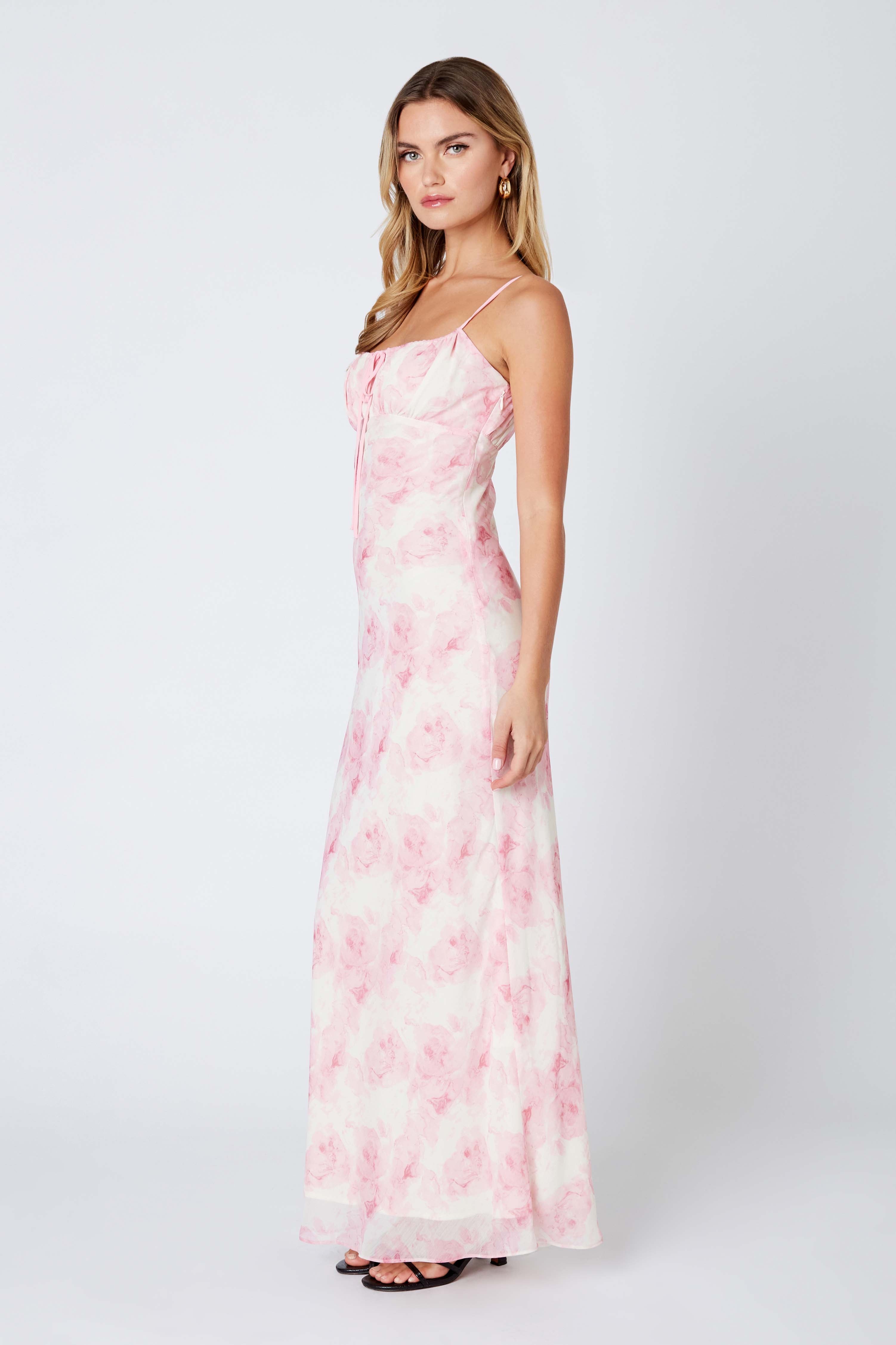 Floral Maxi Dress in Cameo Pink Side View