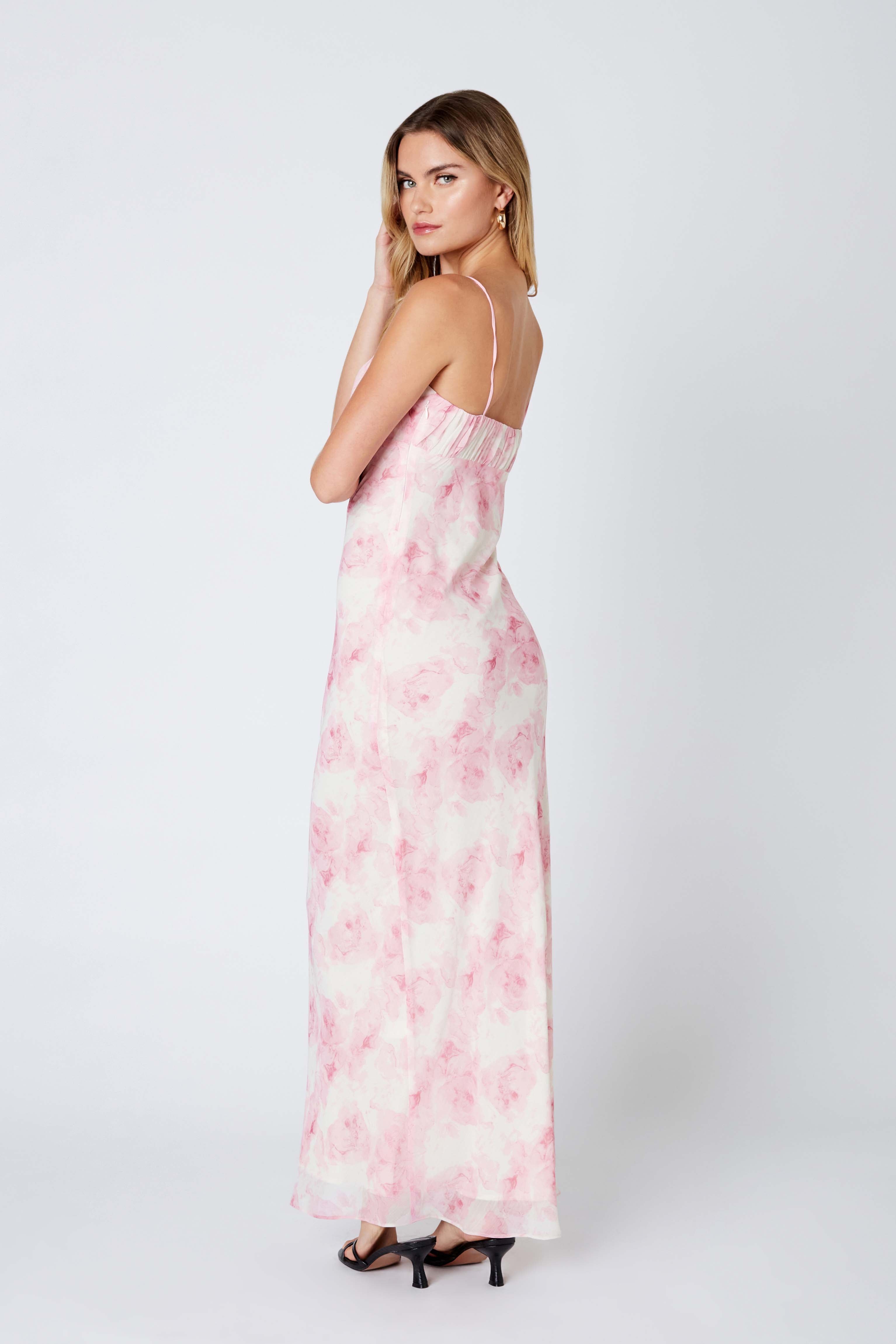 Floral Maxi Dress in Cameo Pink Back View