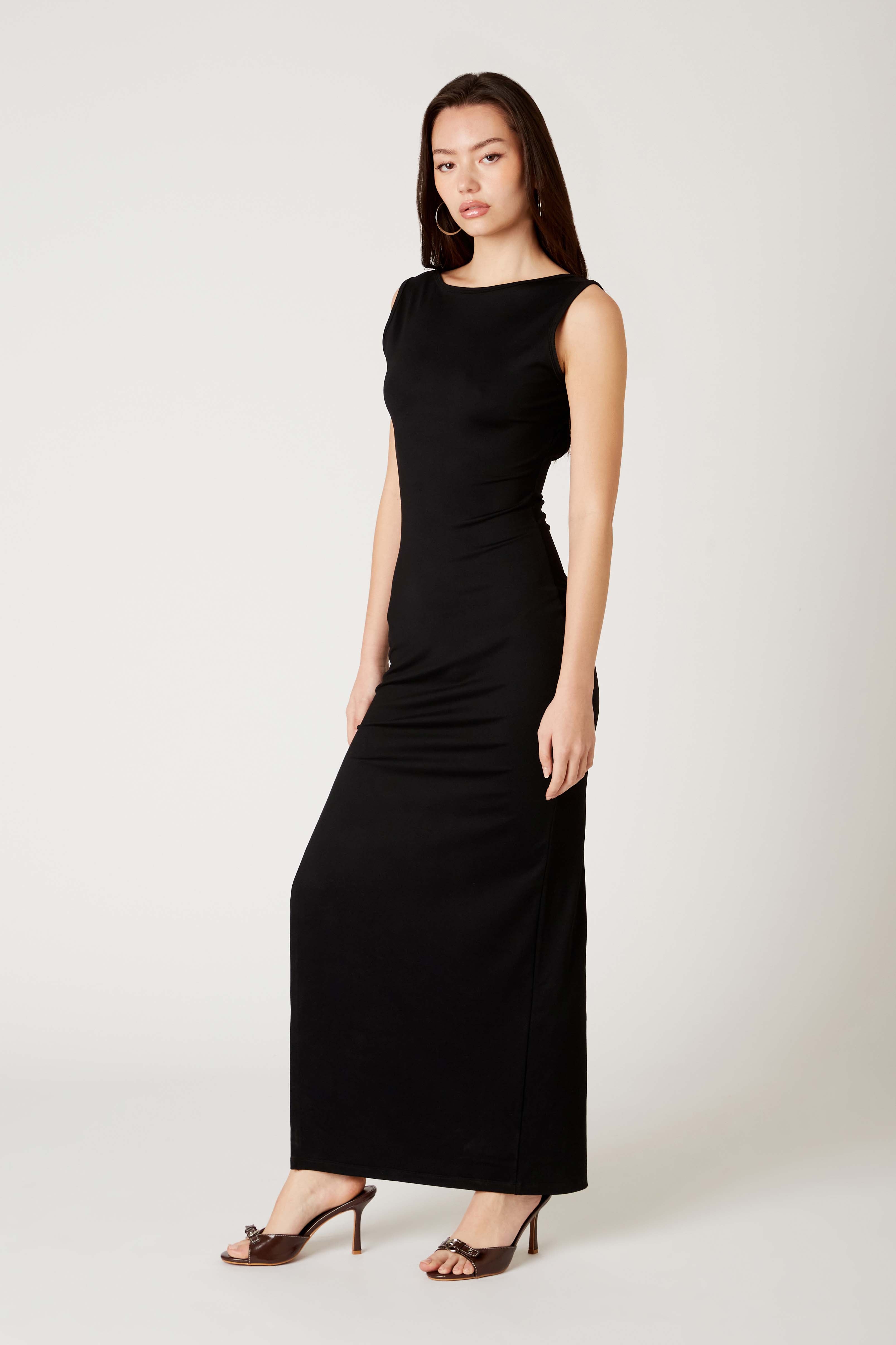 Bodycon Maxi Dress in black side view