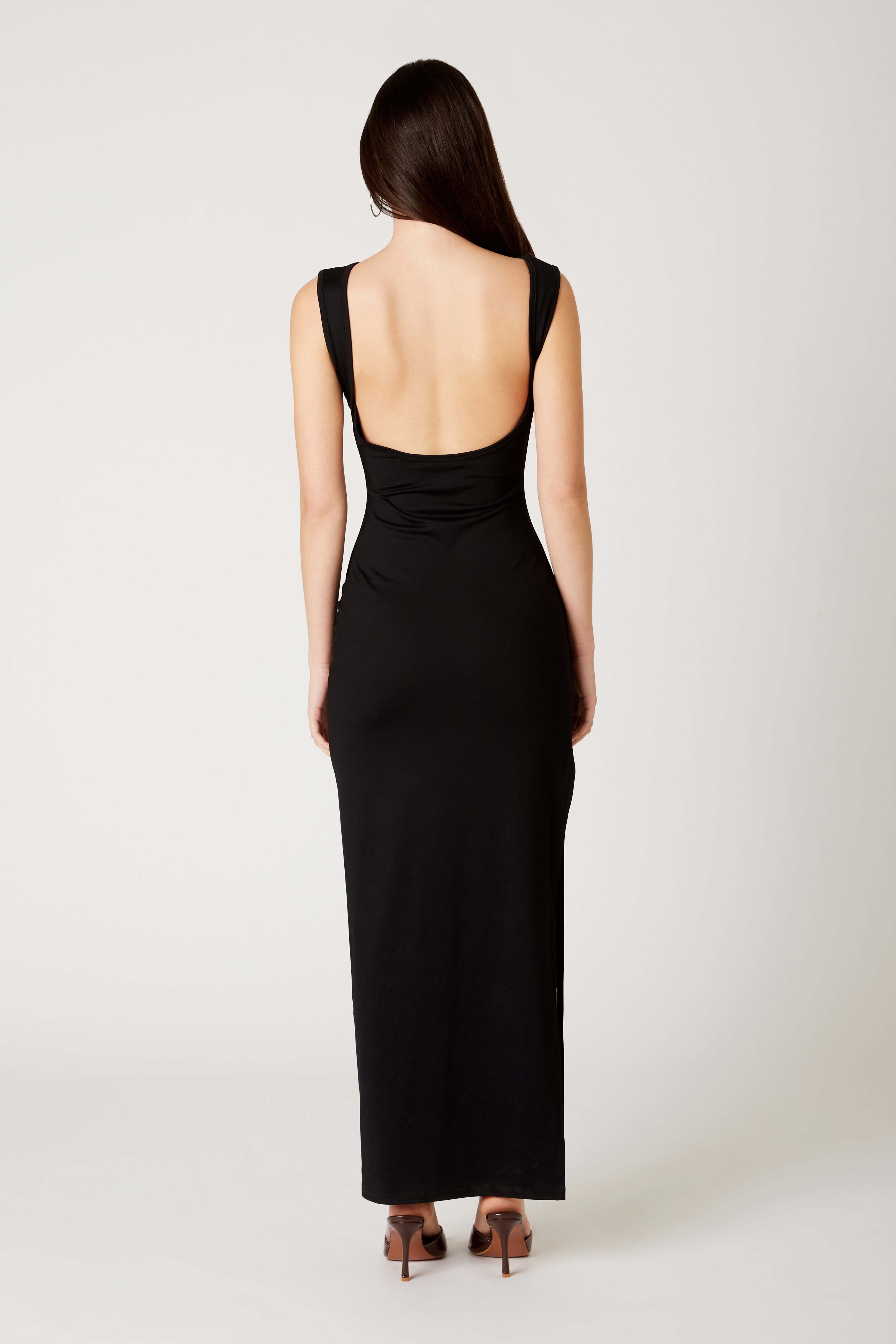 Bodycon Maxi Dress in black back view