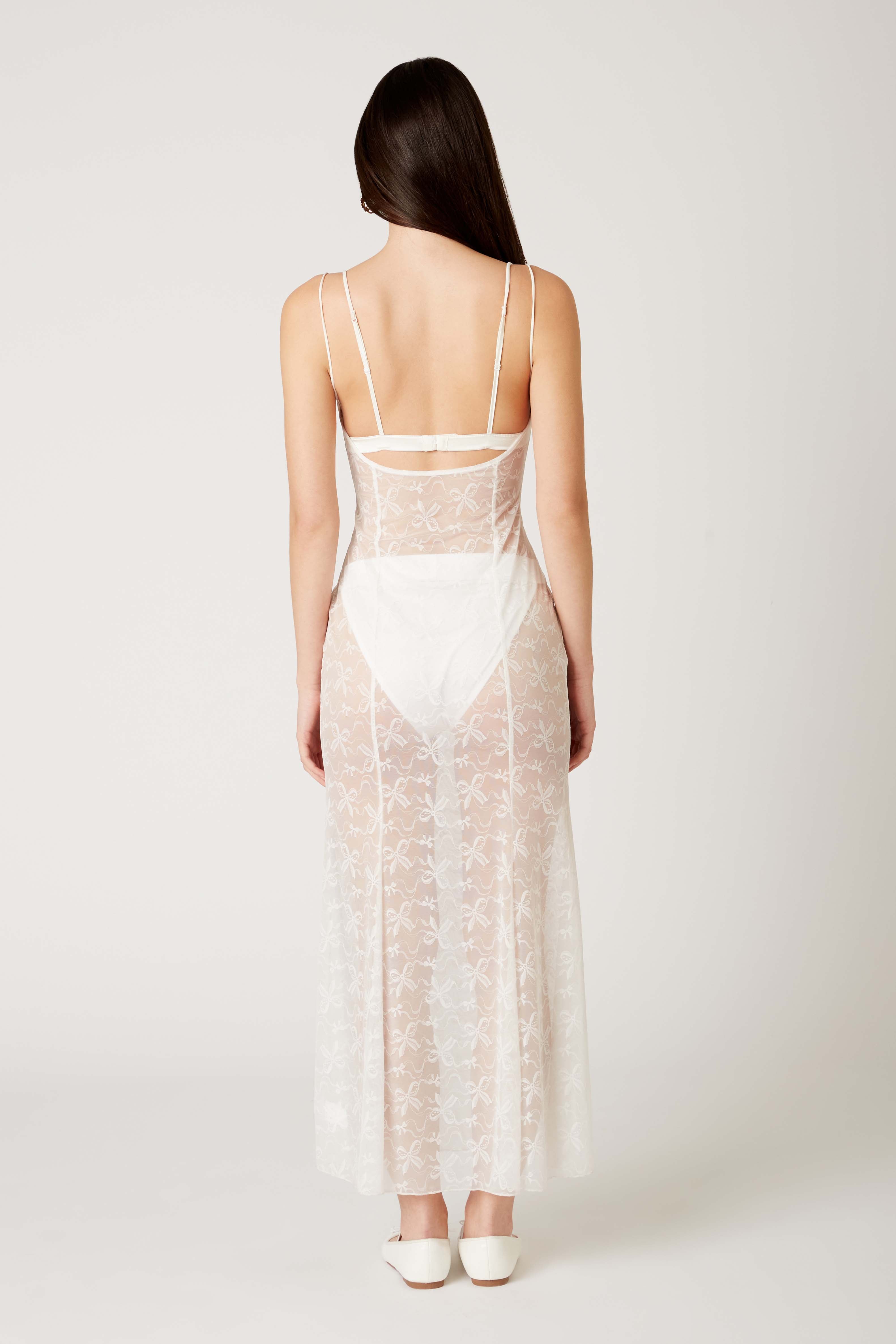 Lace Maxi Dress in white back view