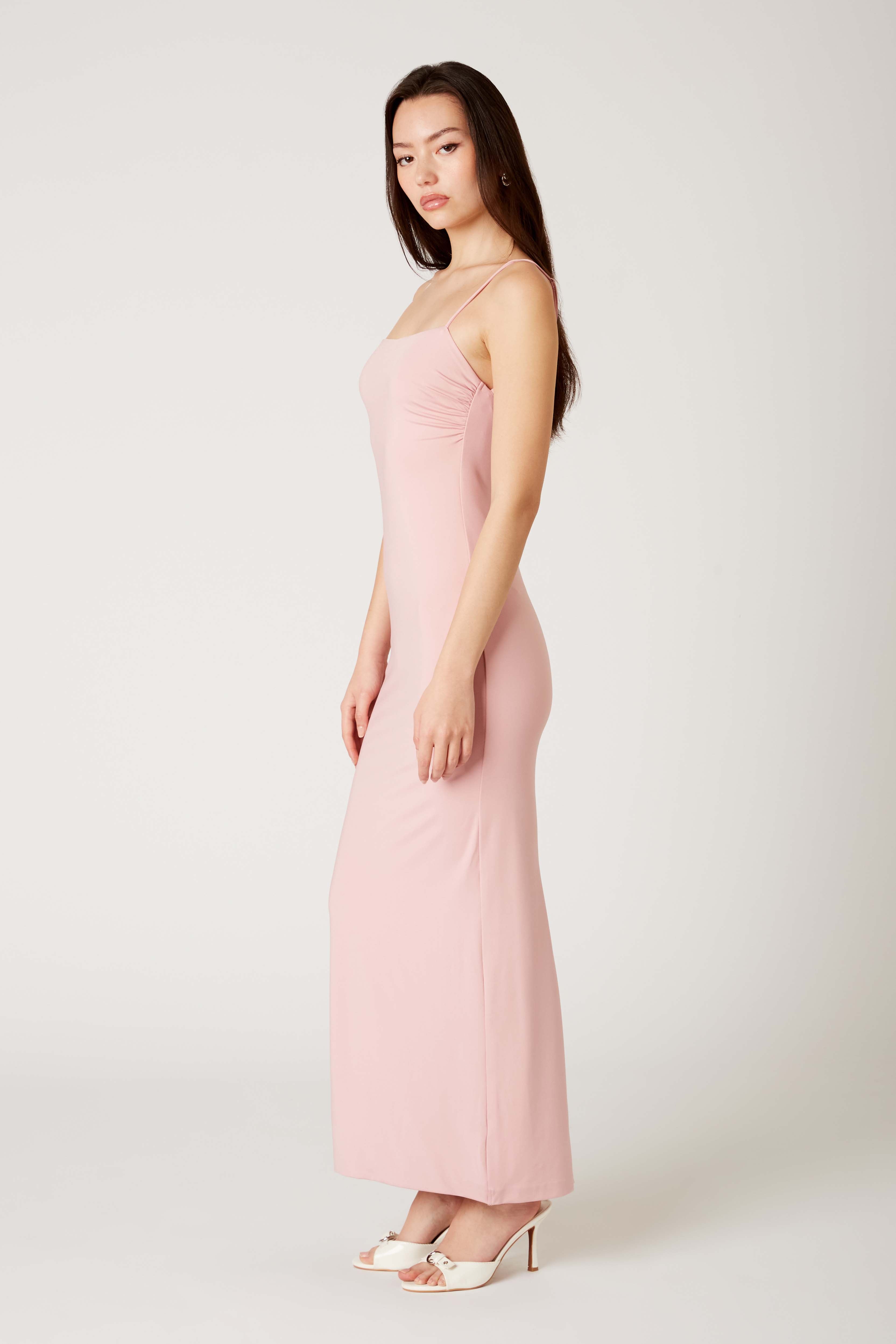 Knit Maxi Dress in cameo pink side view