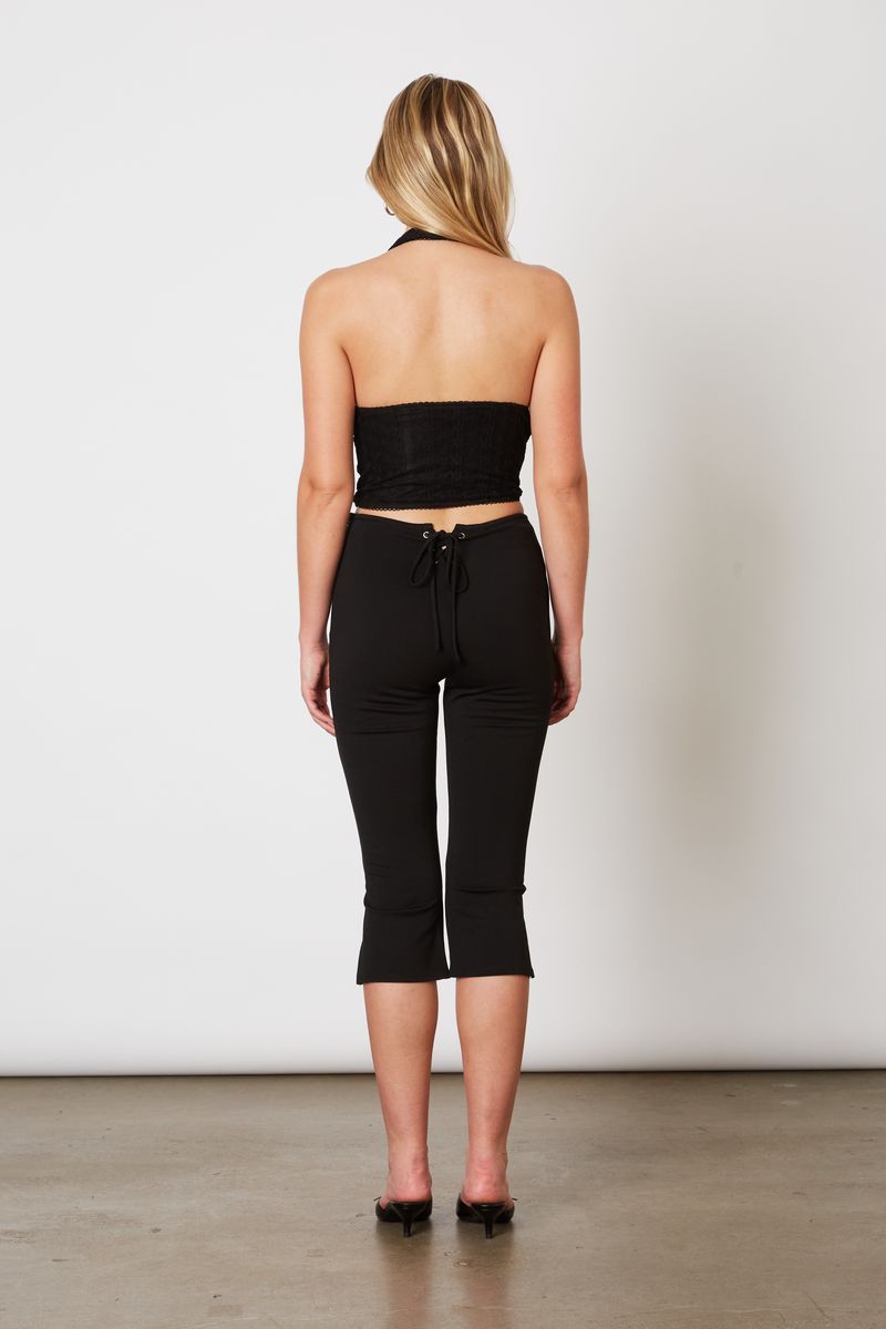 Lace Up Capri in black back view