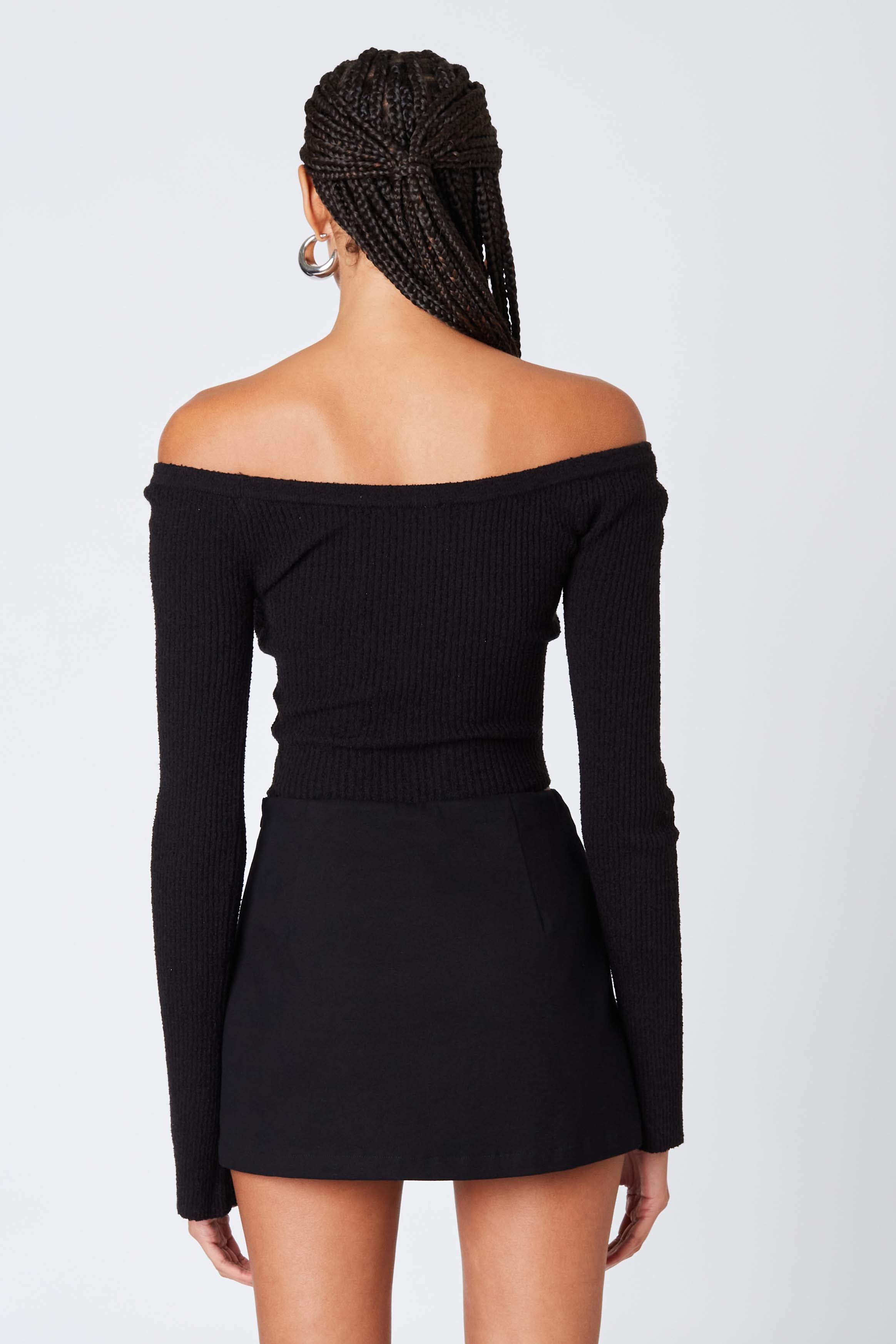 Twill Mini Skort in Black Back View