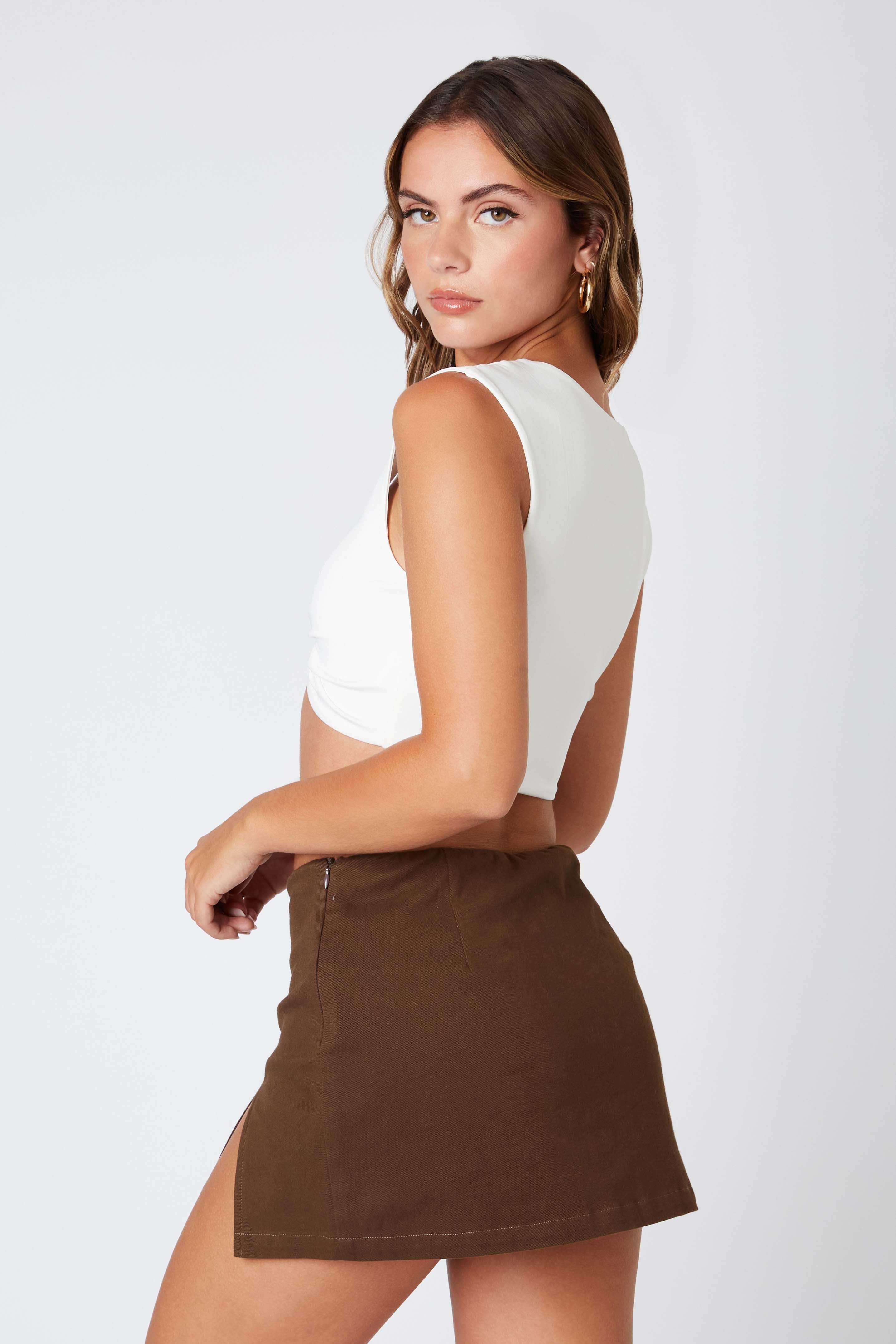 Twill Mini Skort in Espresso Back View