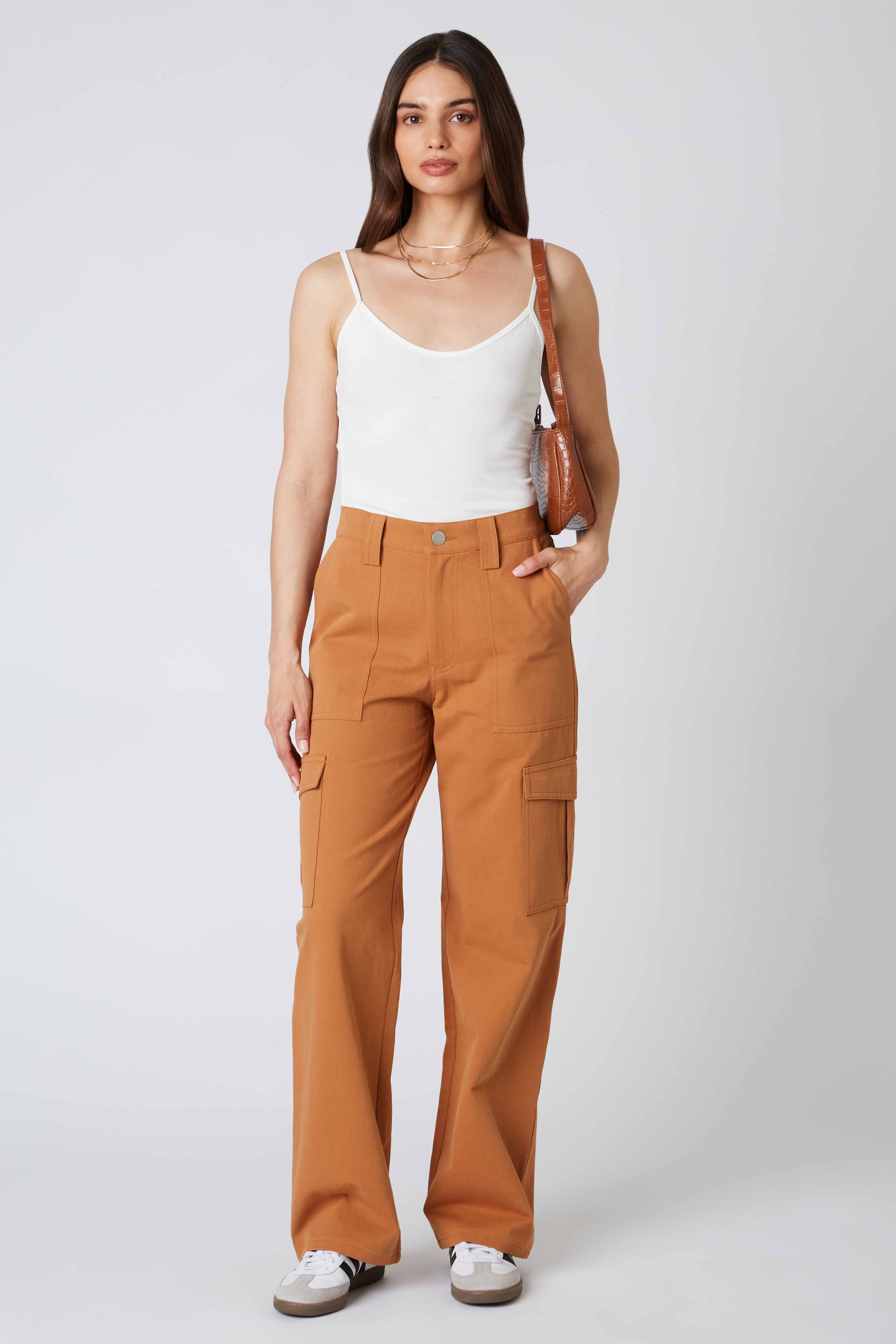 Twill Cargo Pants in Copper Front View