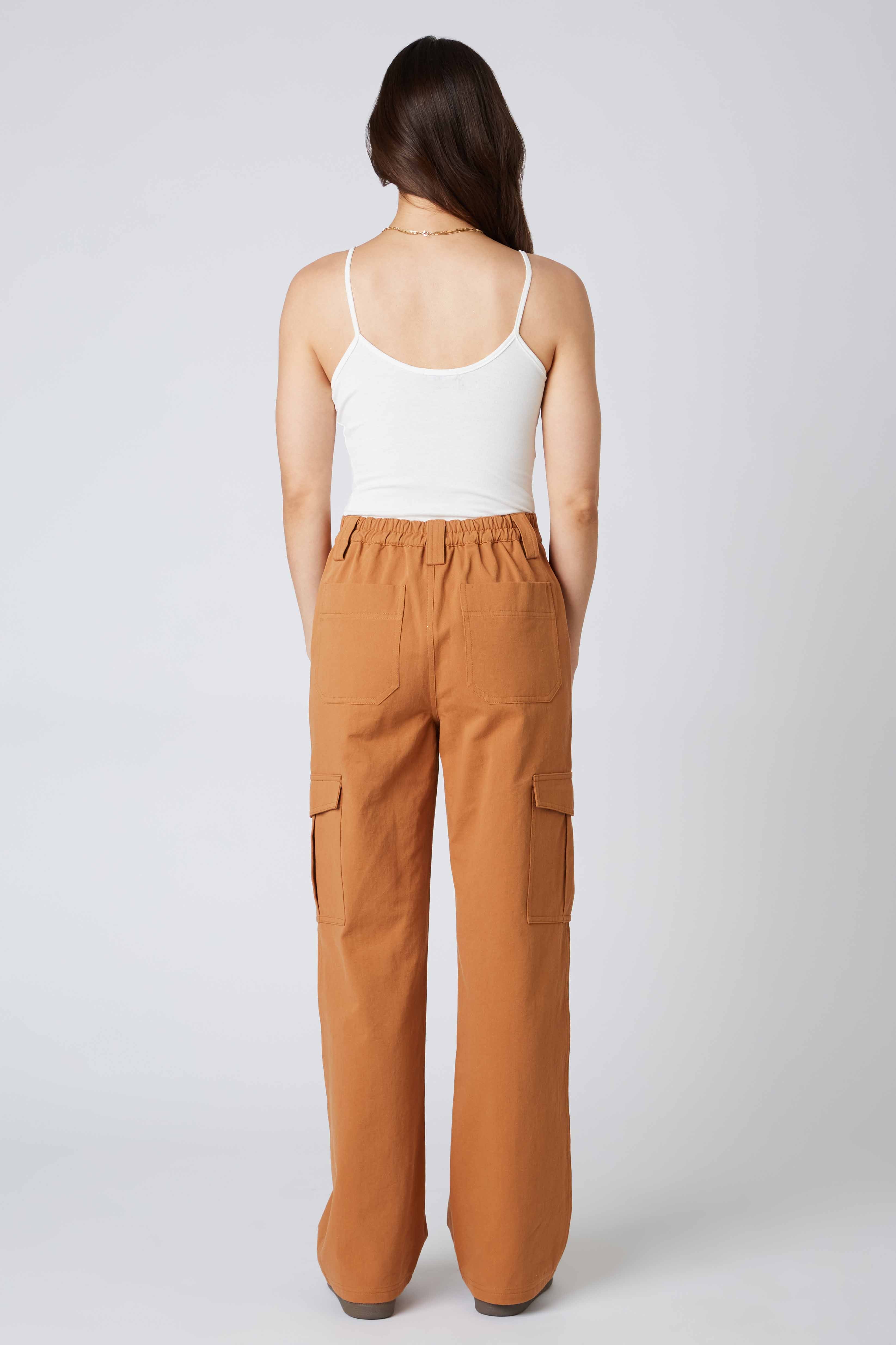 Twill Cargo Pants in Copper Back View