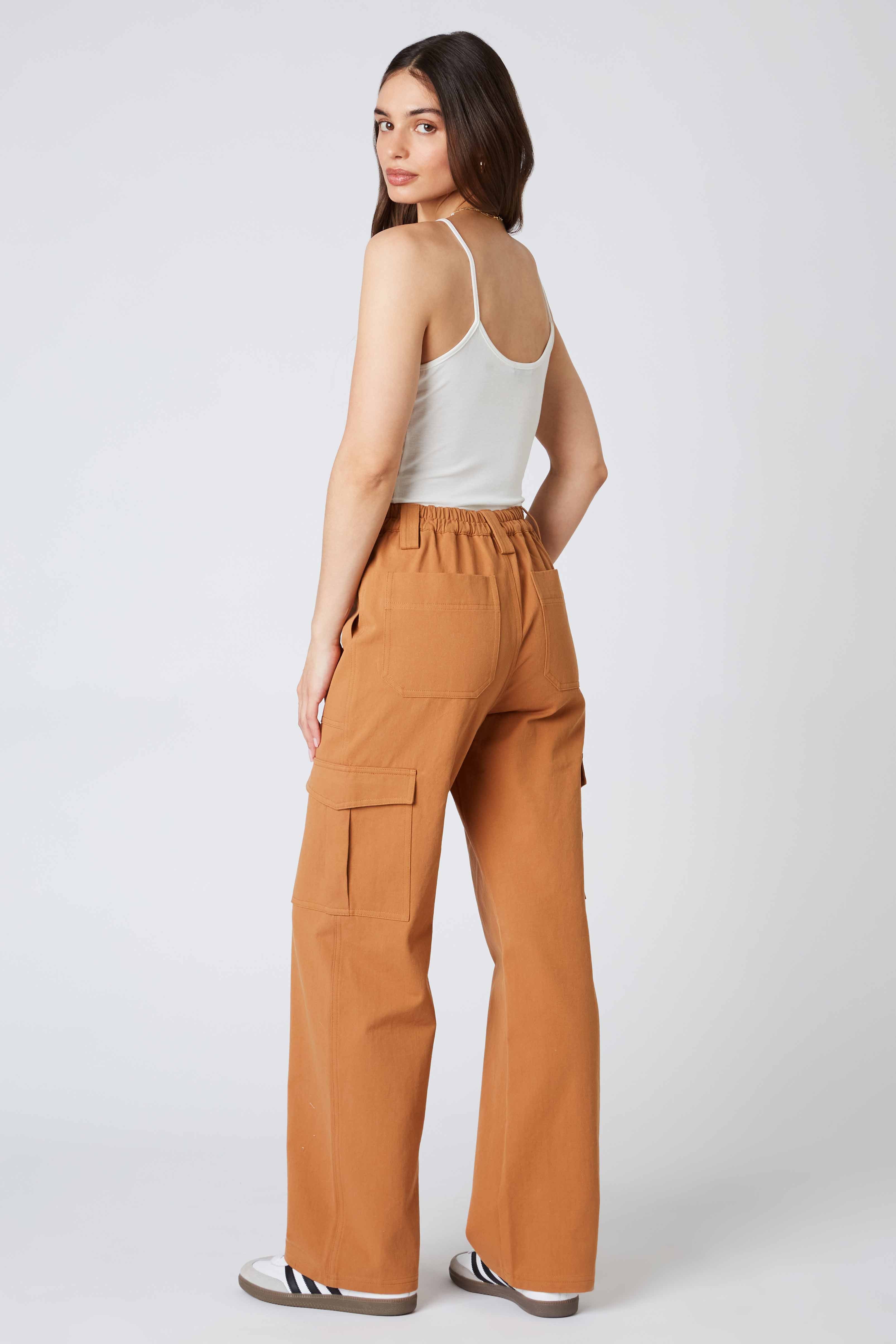 Twill Cargo Pants in Copper Back View