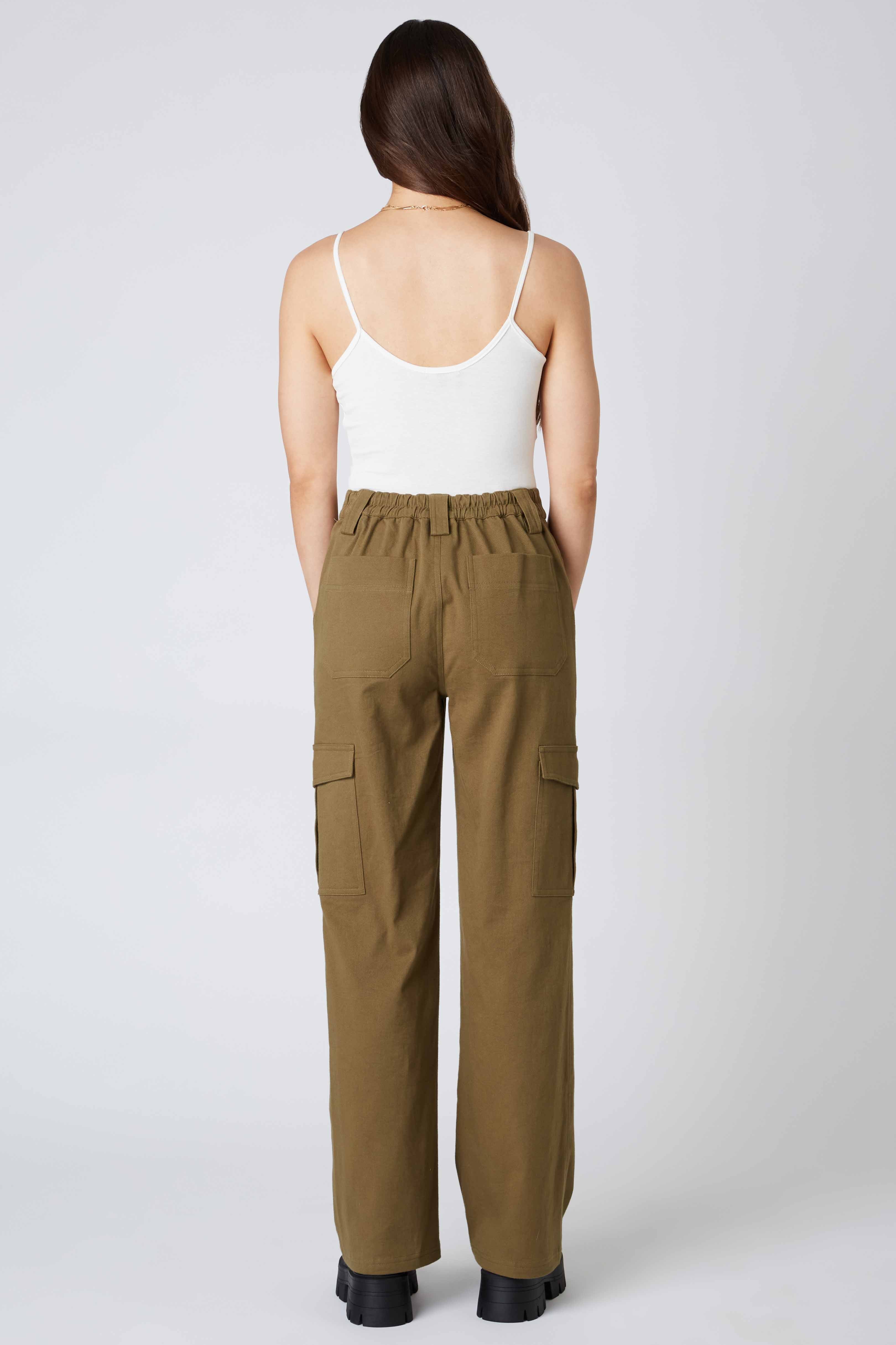 Twill Cargo Pants in Fern Back View
