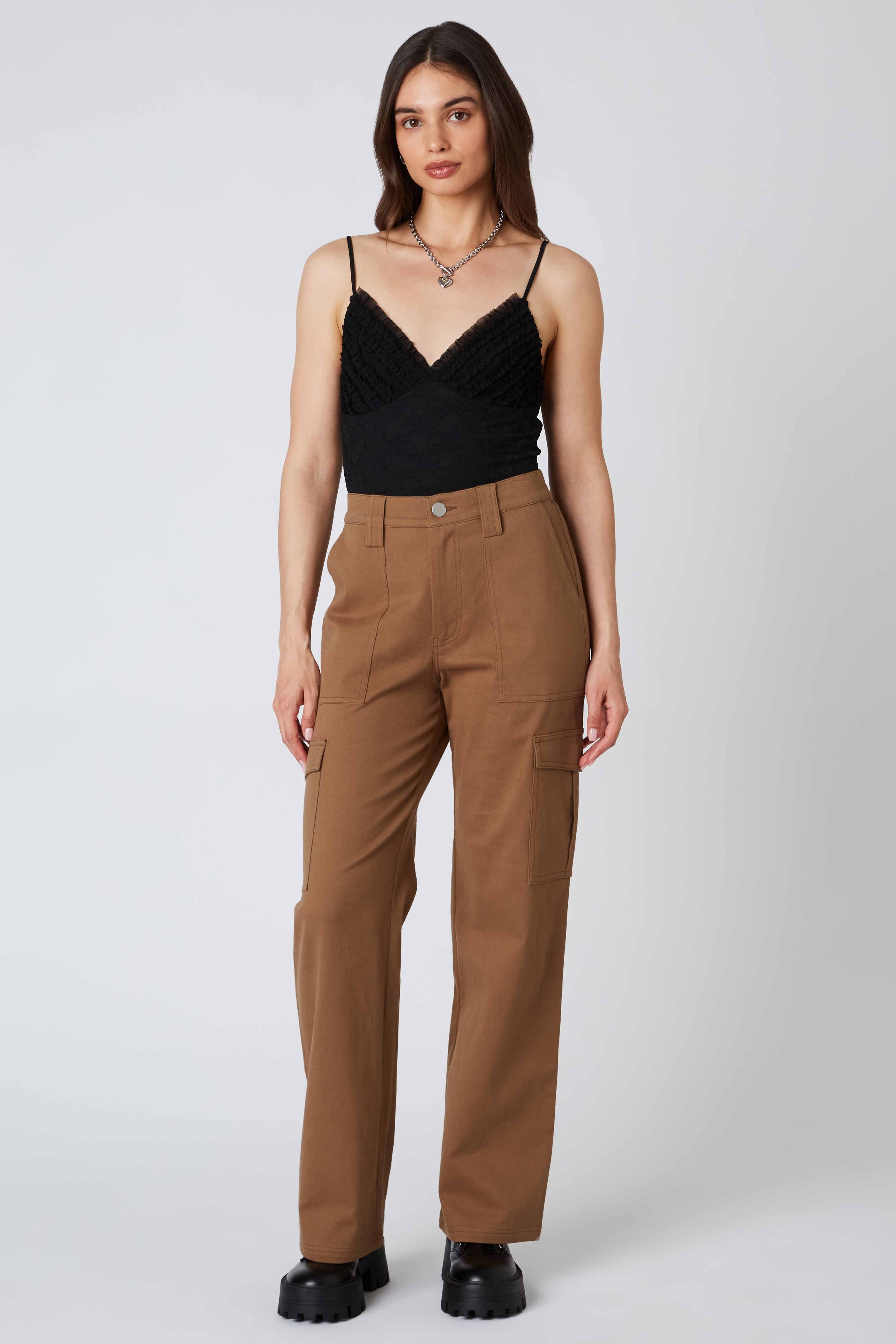 Twill Cargo Pants in Taffy Front View