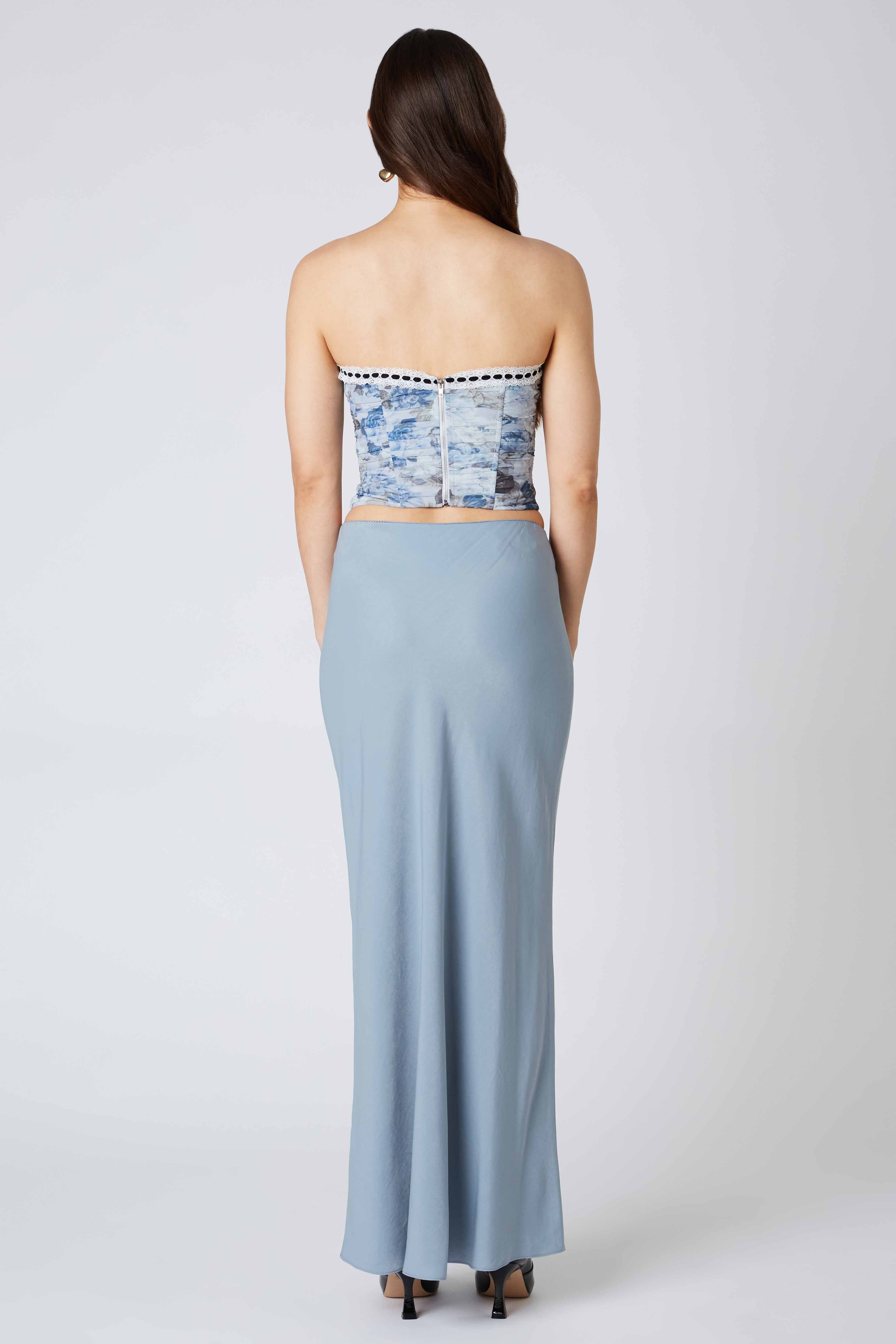 Bias Maxi Skirt in Steel Back View