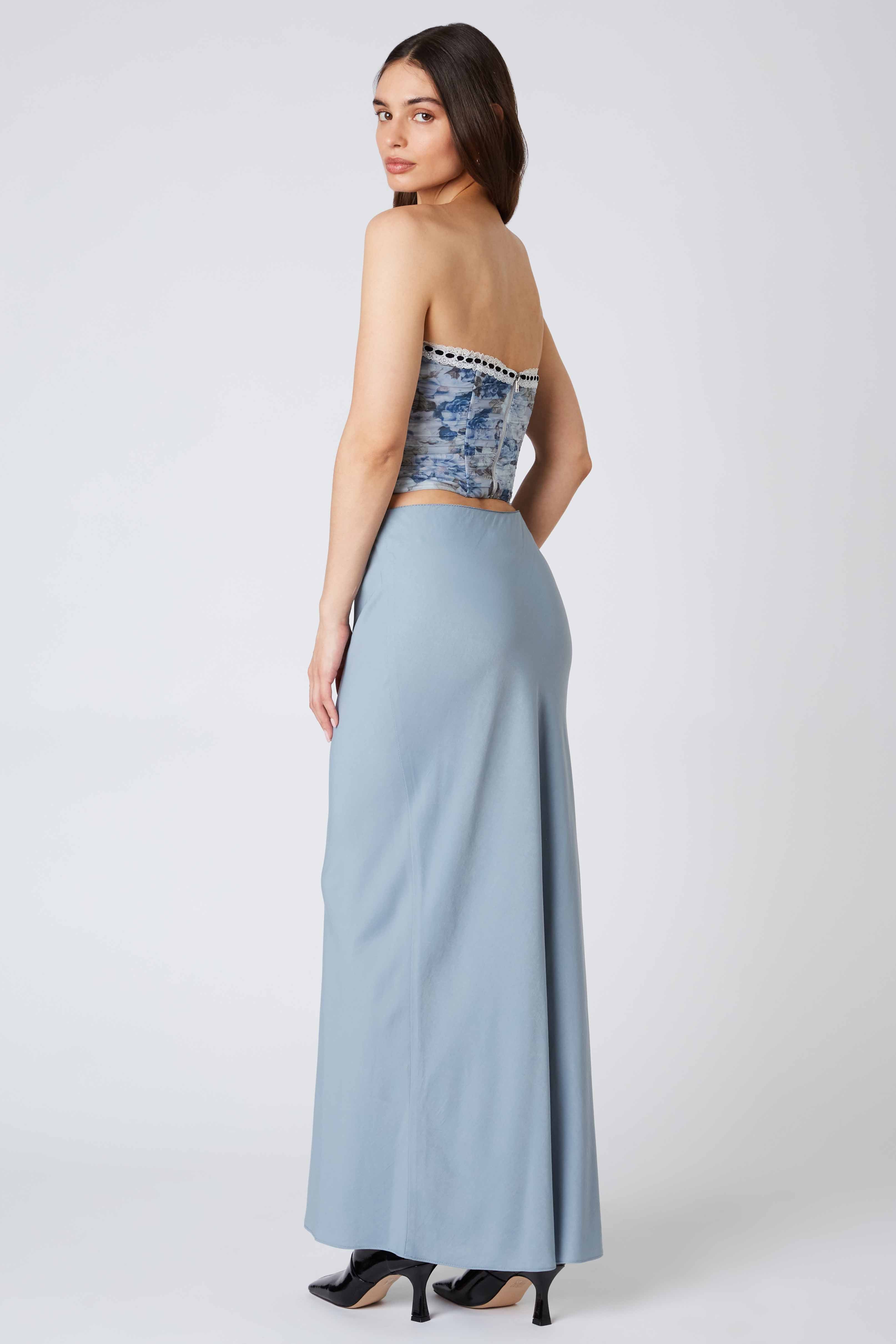 Bias Maxi Skirt in Steel Back View