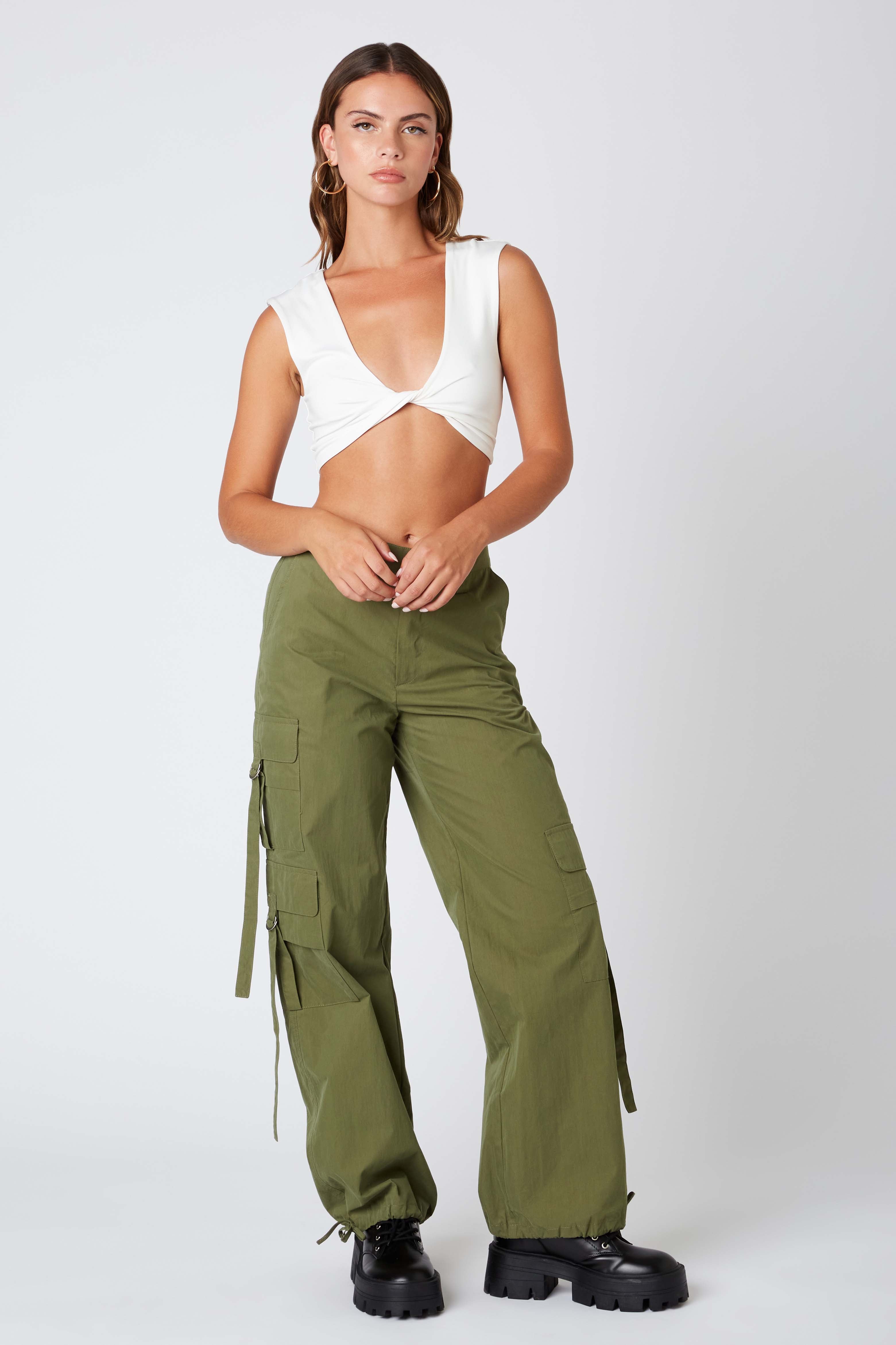 Cargo Pants in Olive Front View