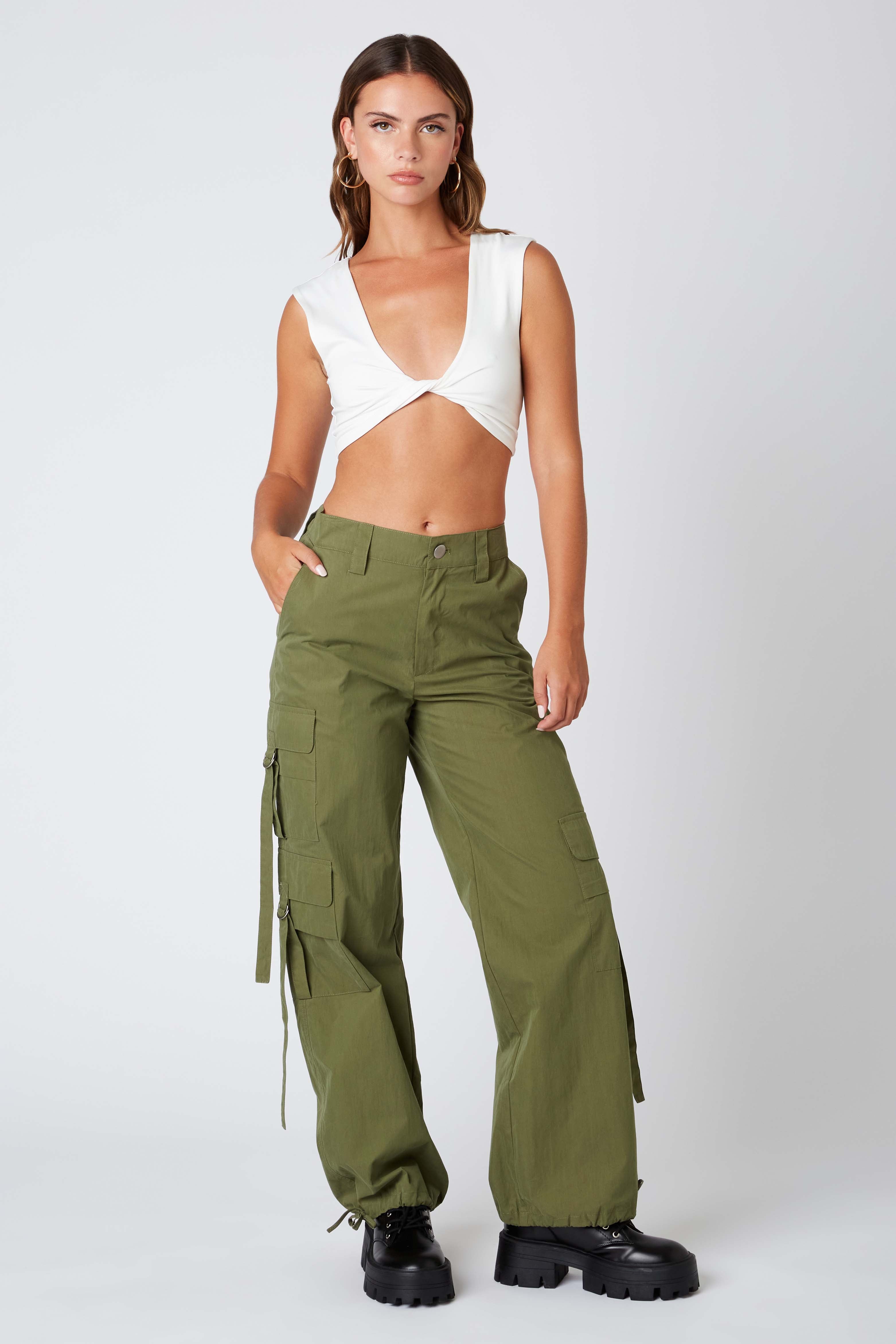 Cargo Pants in Olive Front View