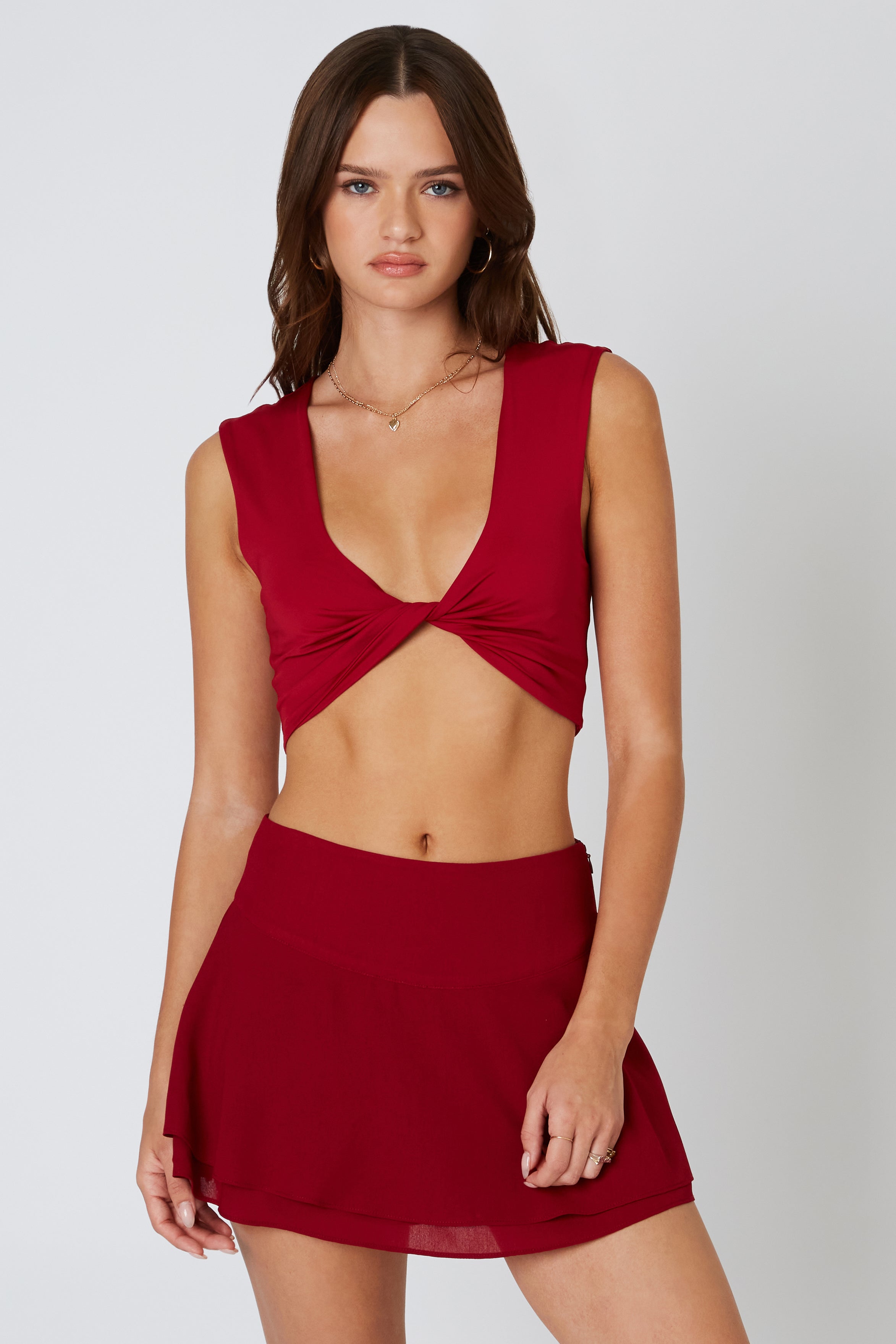 Double Layered Skort in Wine Front View