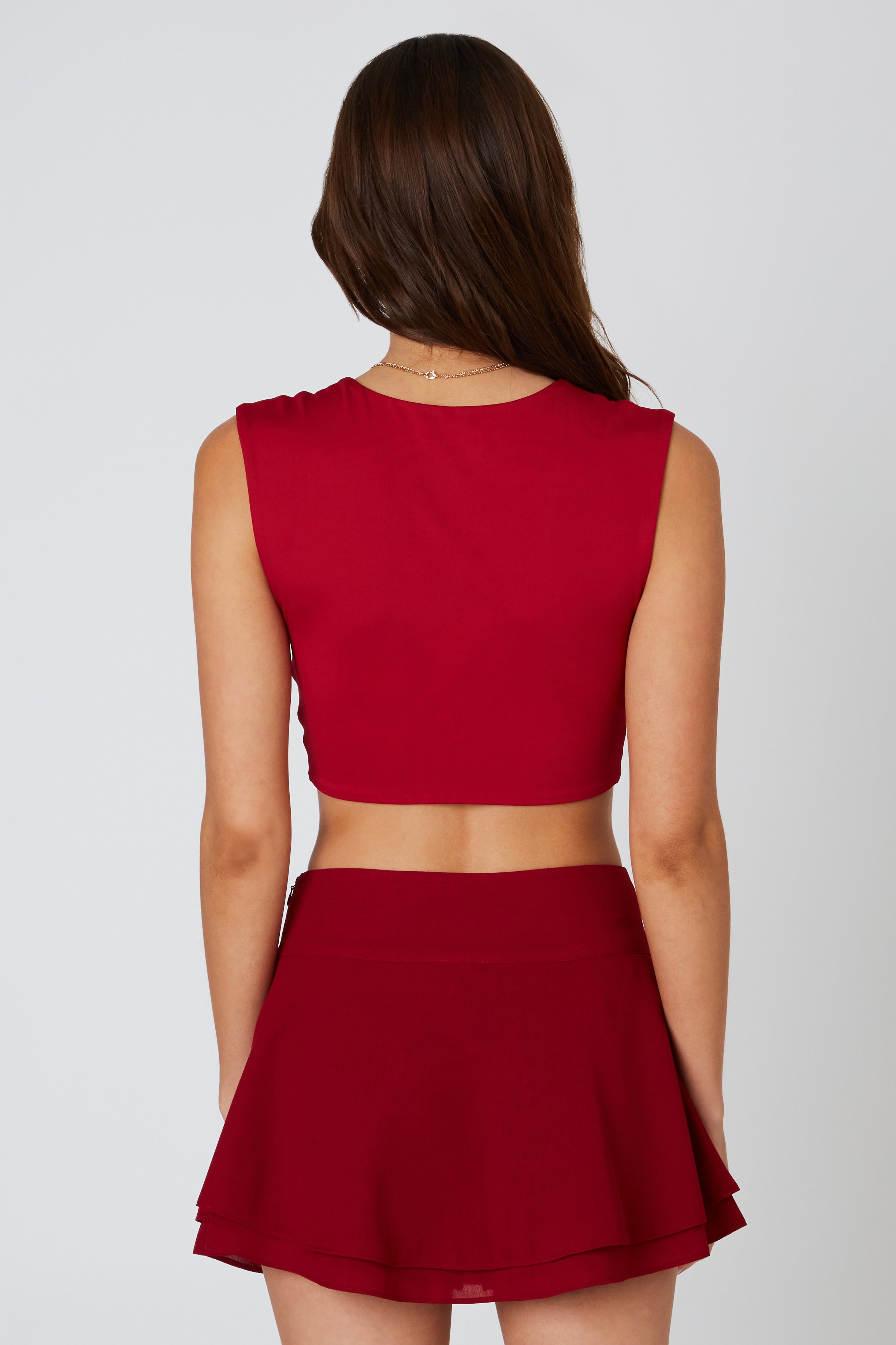 Double Layered Skort in Wine Back View