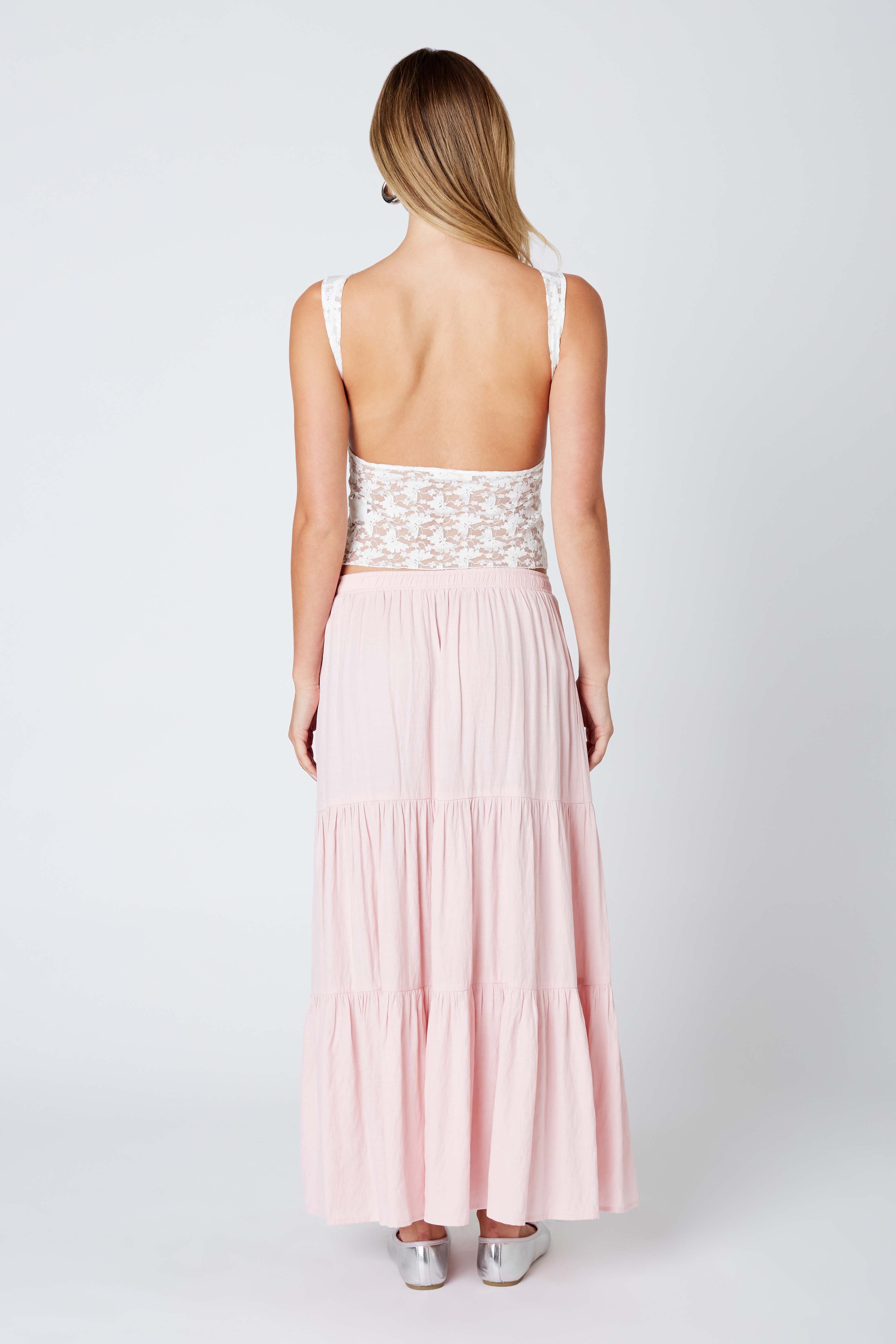 Tiered Maxi Skirt in Blush Back View