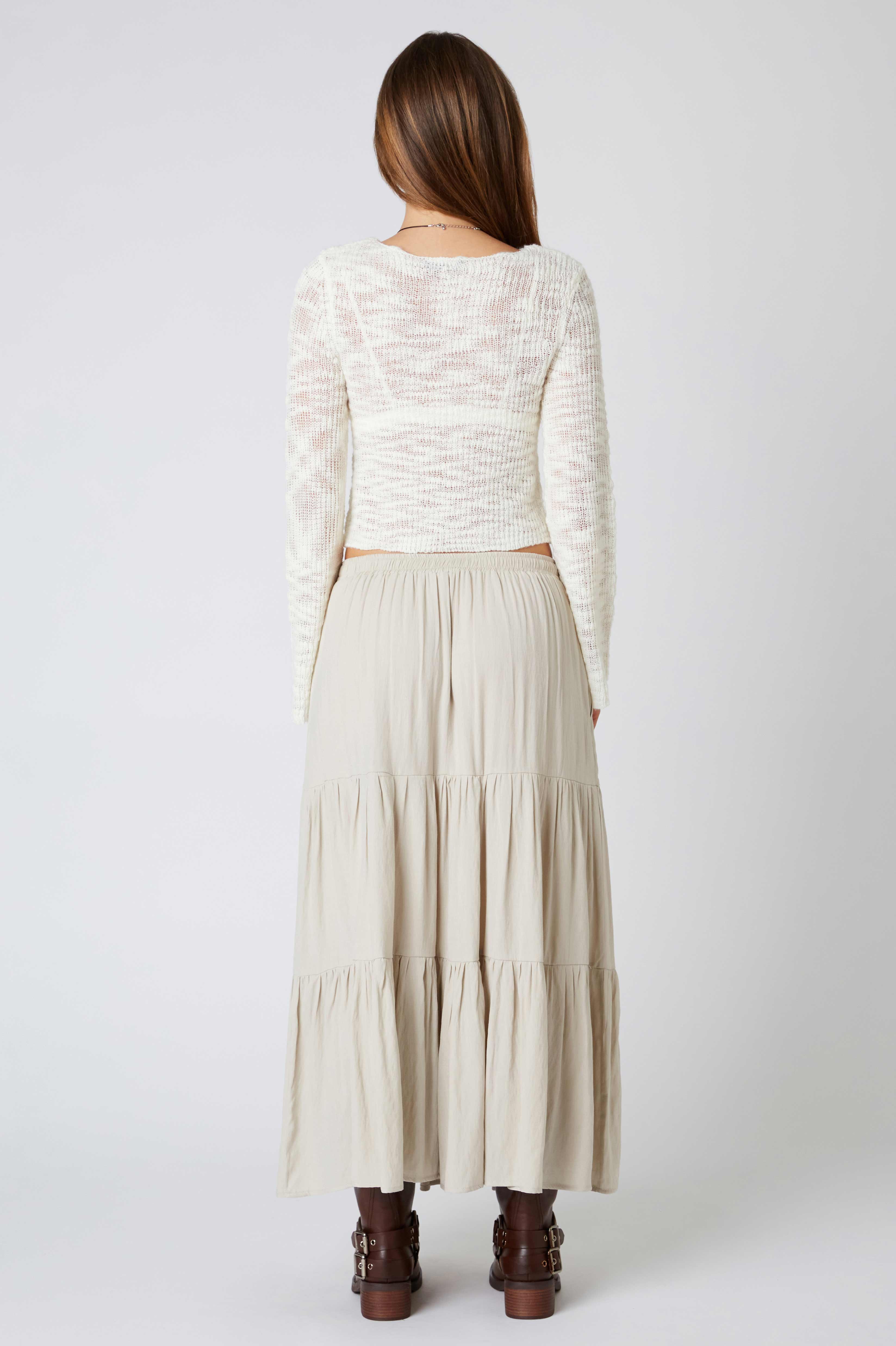 Tiered Maxi Skirt in Ecru Back View