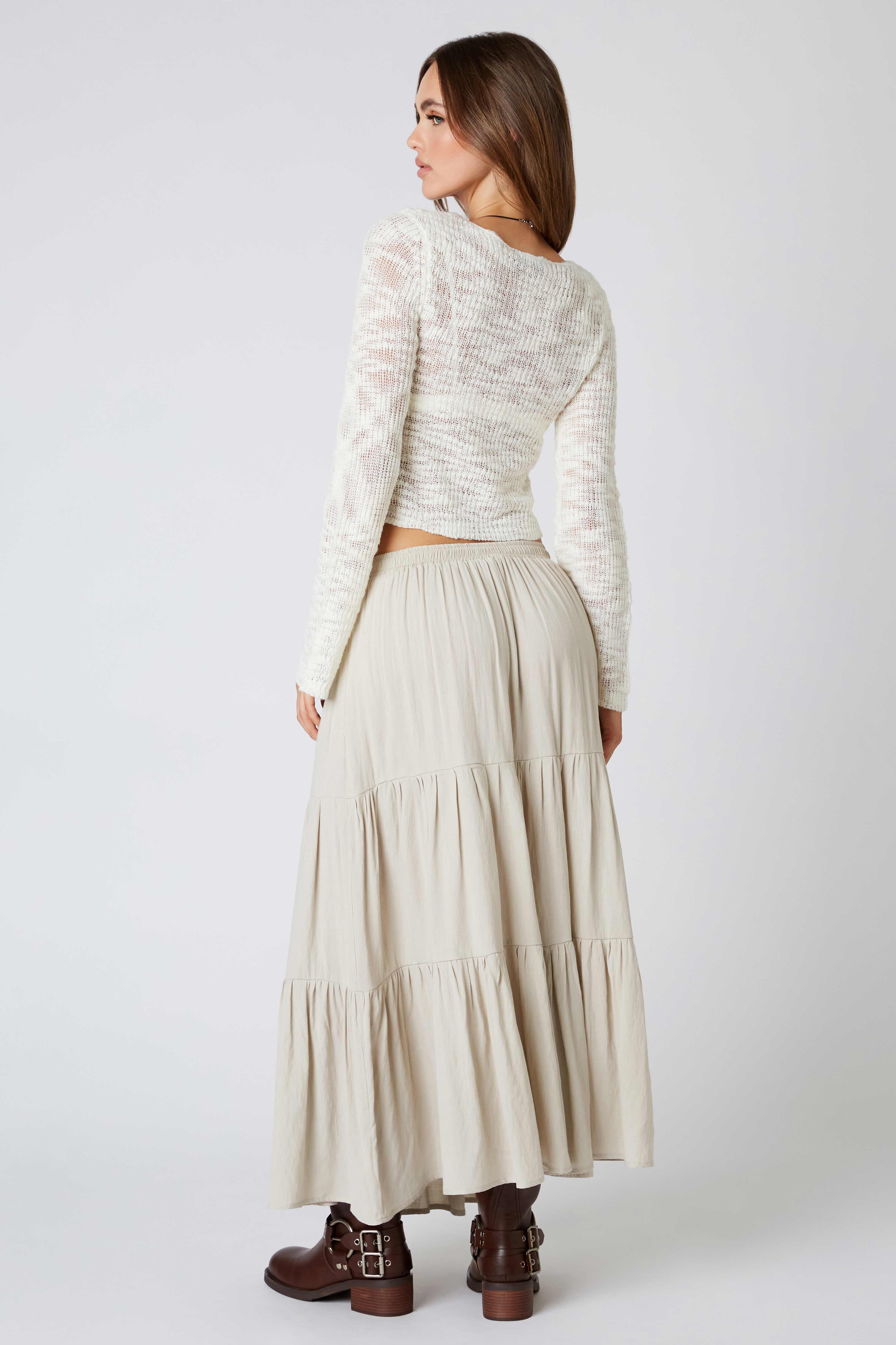Tiered Maxi Skirt in Ecru Back View