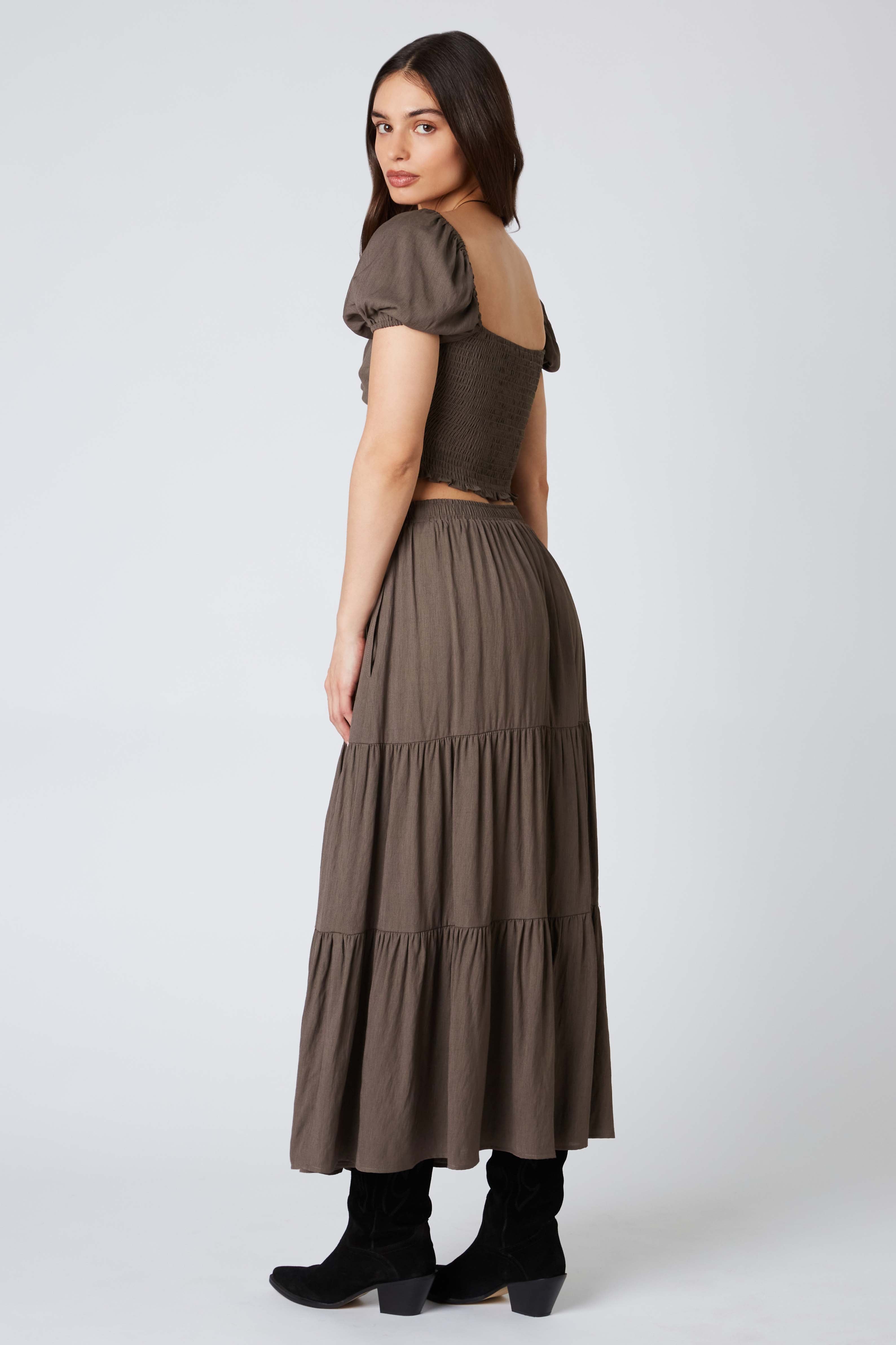 Tiered Maxi Skirt in Java Back View