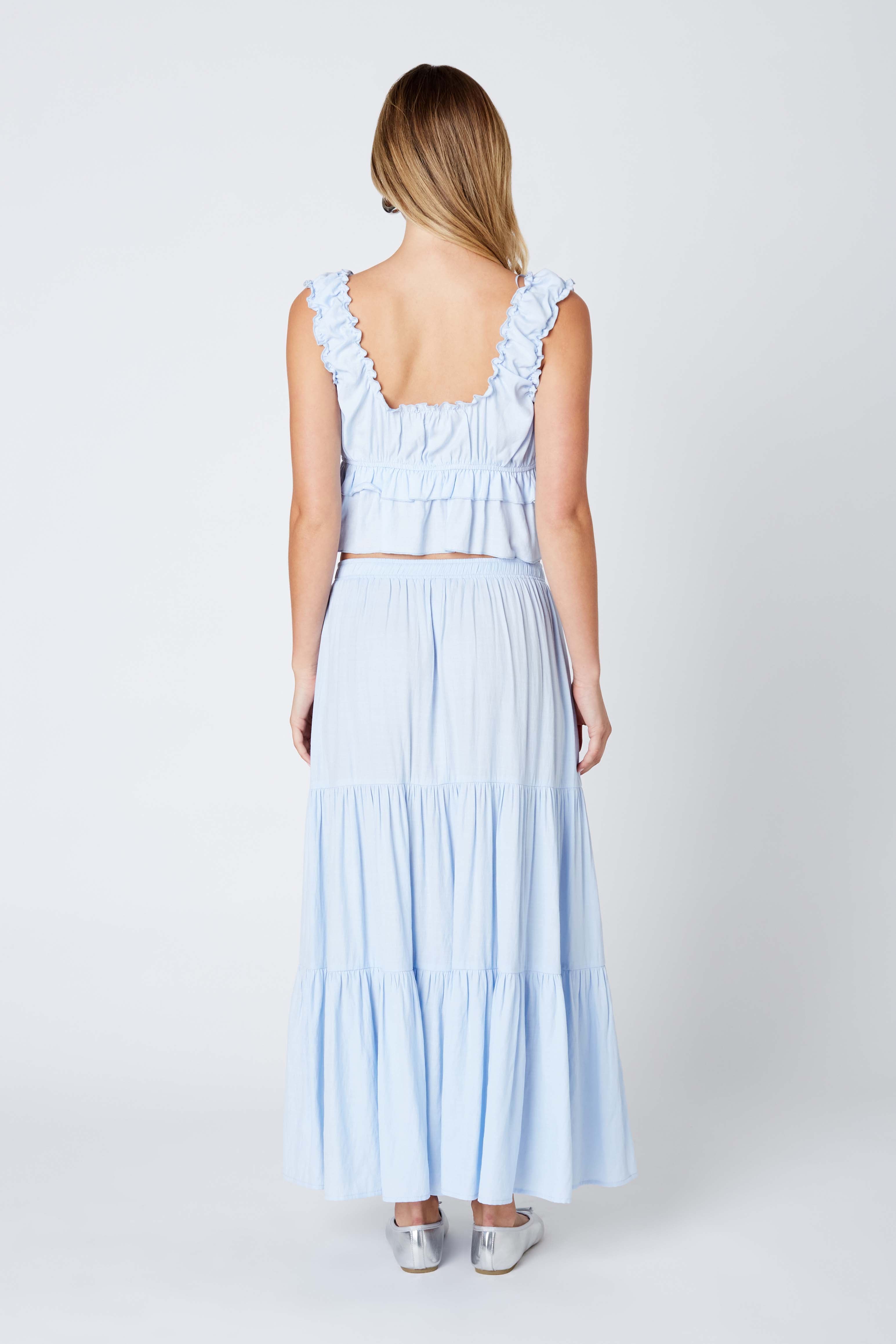 Tiered Maxi Skirt in Sky Back View