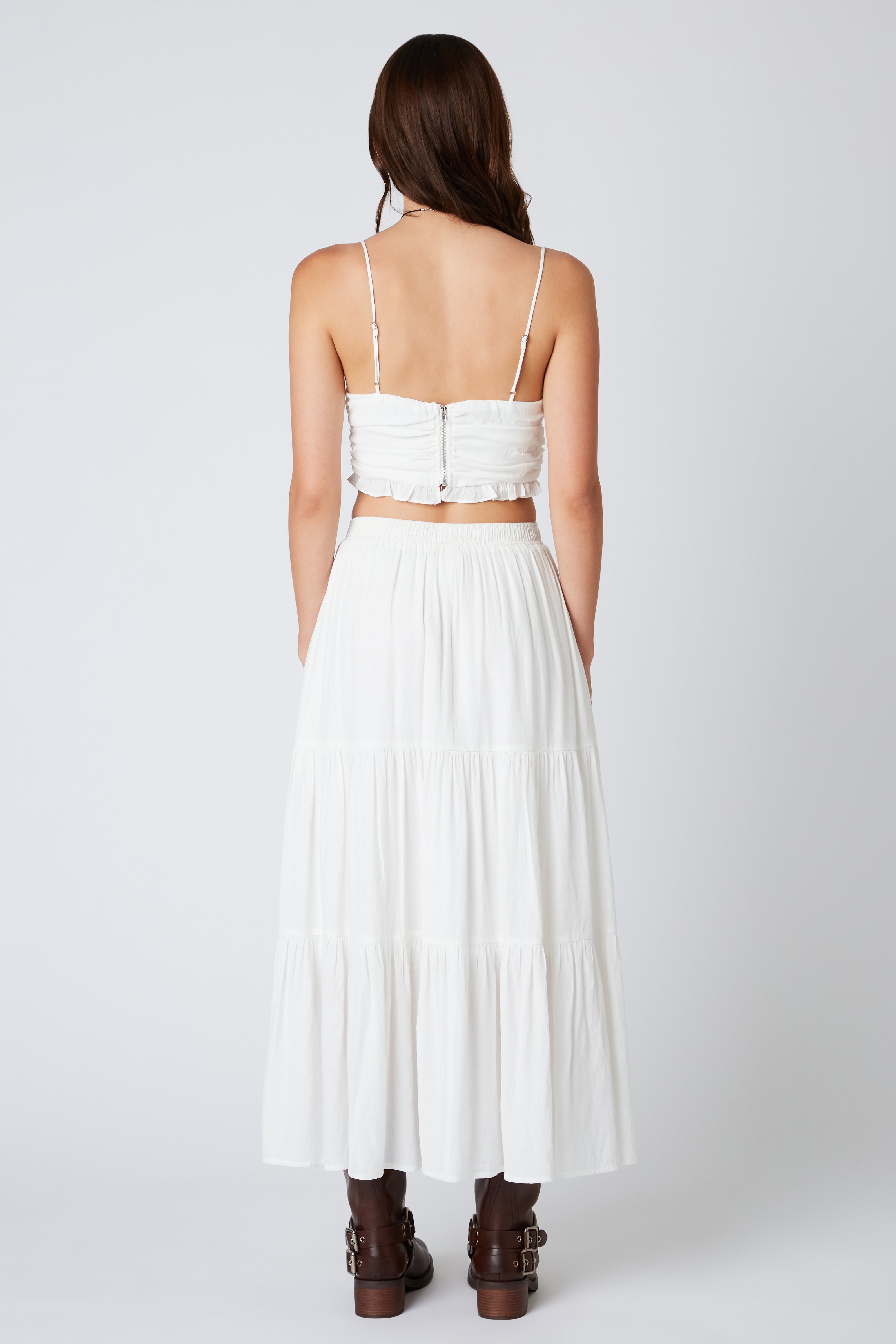 Tiered Maxi Skirt in White Back View