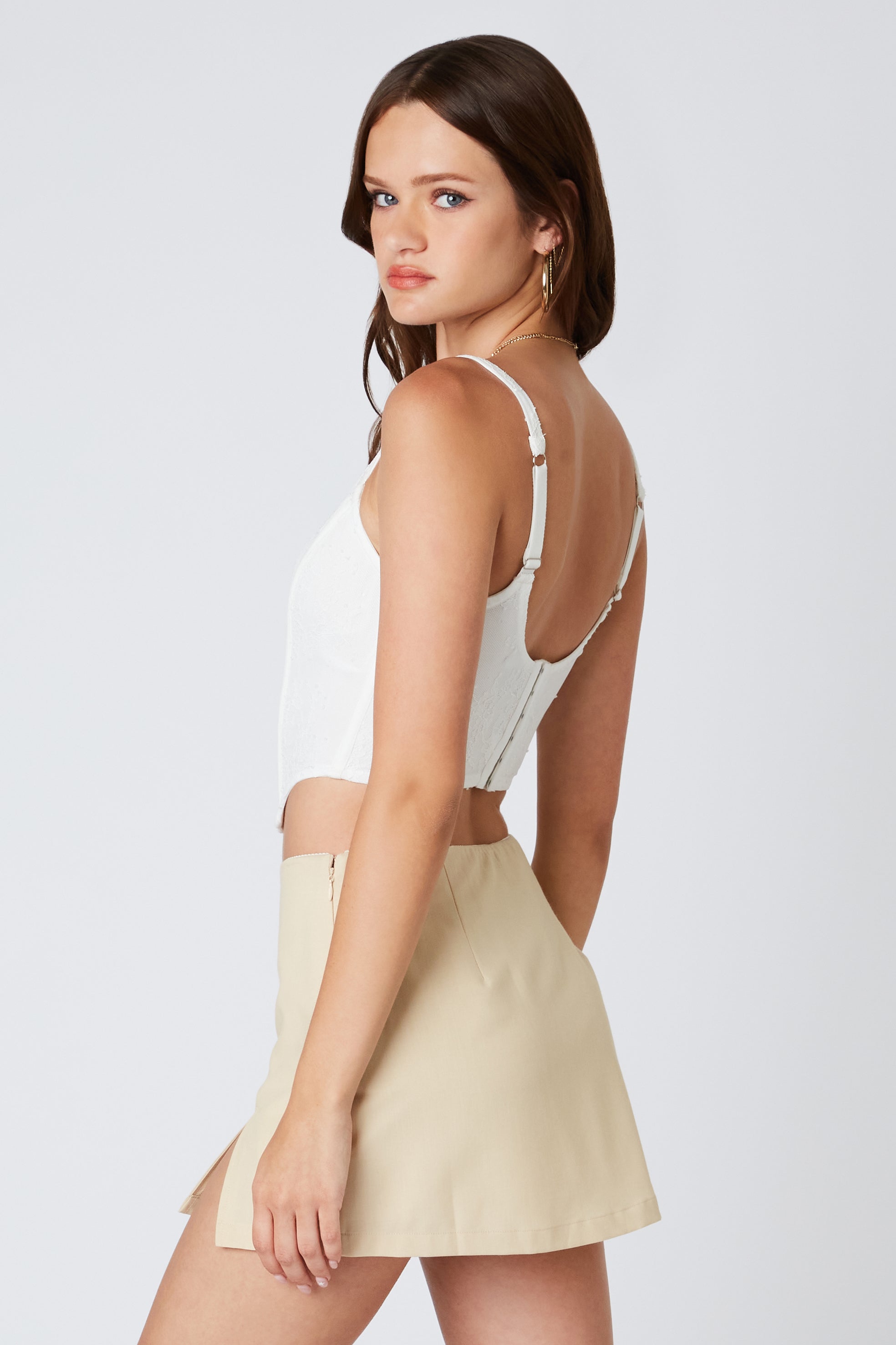 Mini Skort in Linen Back View