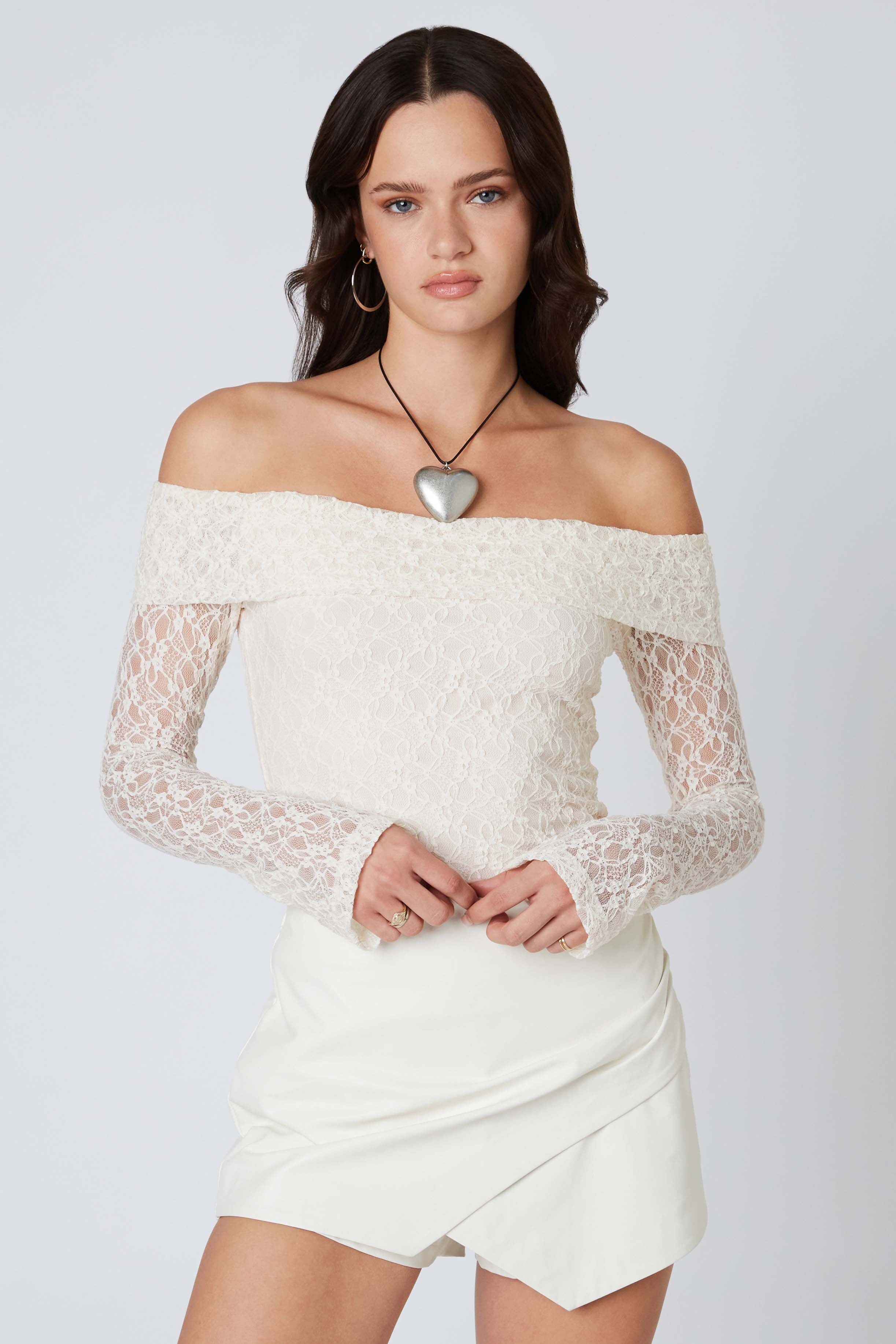 Vegan Leather Envelope Skort in White Front View
