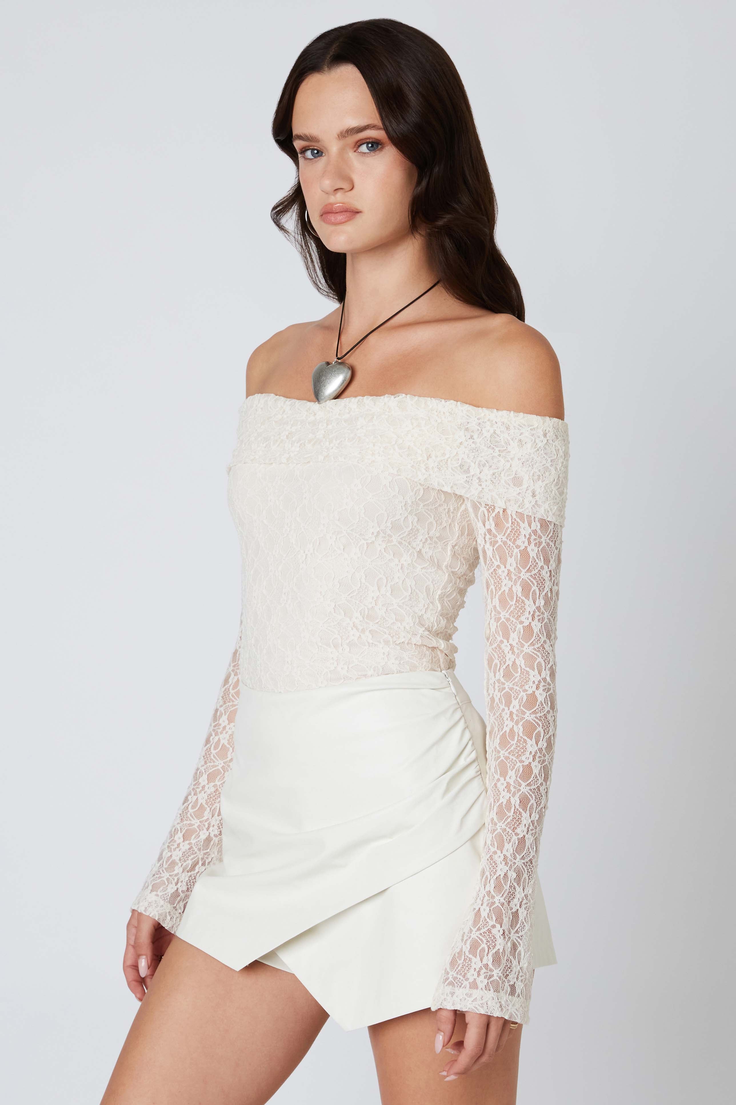 Vegan Leather Envelope Skort in White Side View