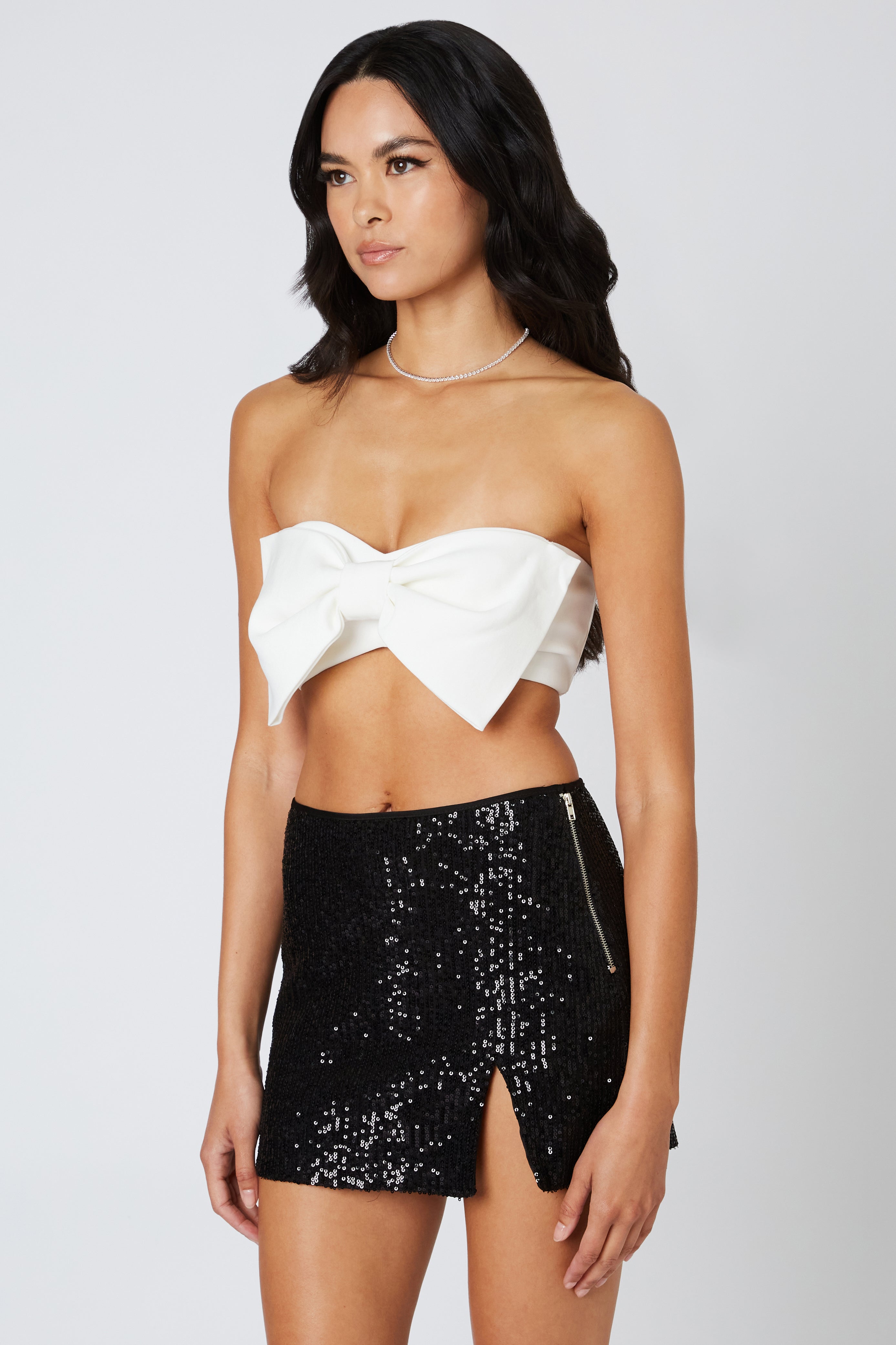 Sequin Mini Skort in Black Side View