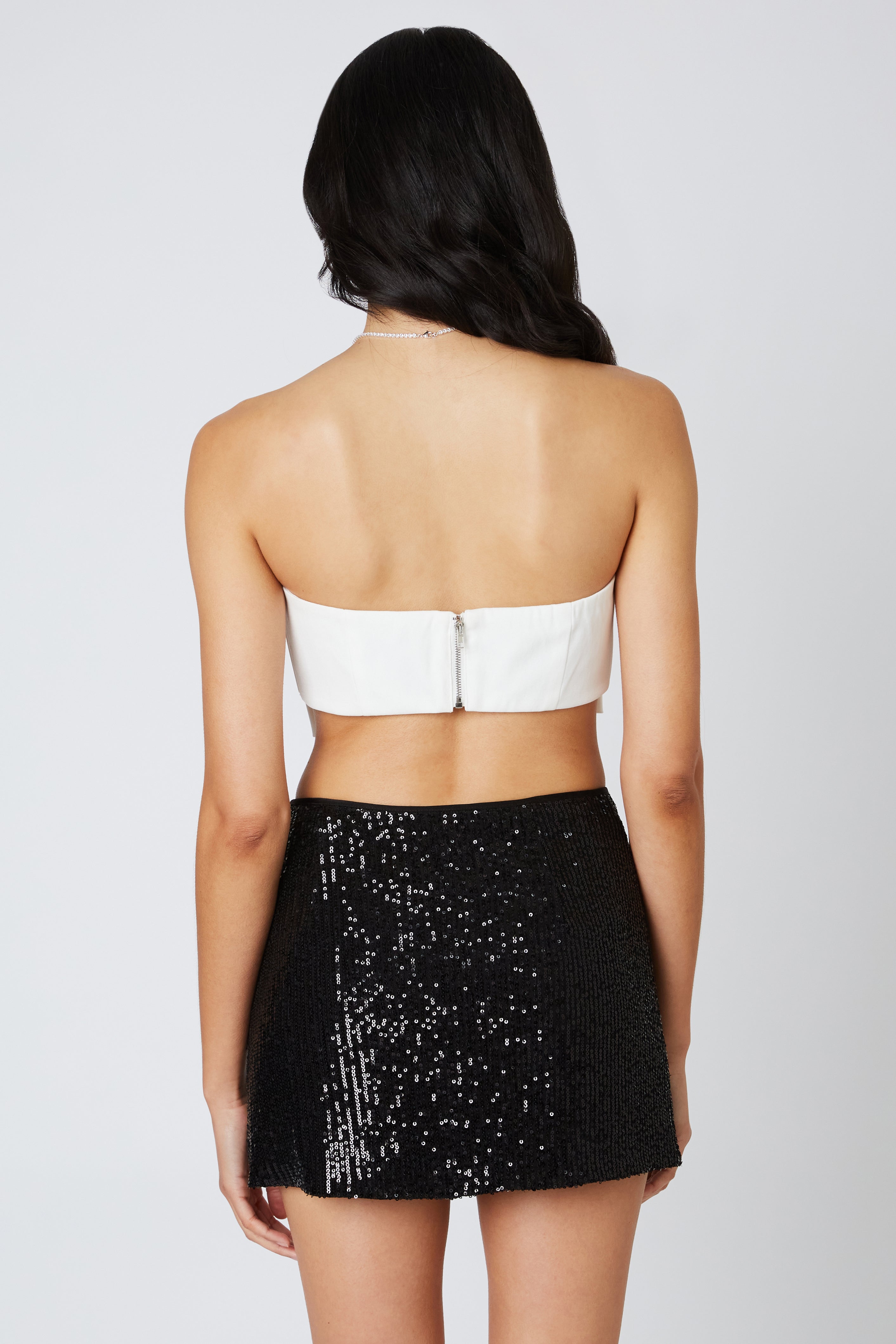 Sequin Mini Skort in Black Back View