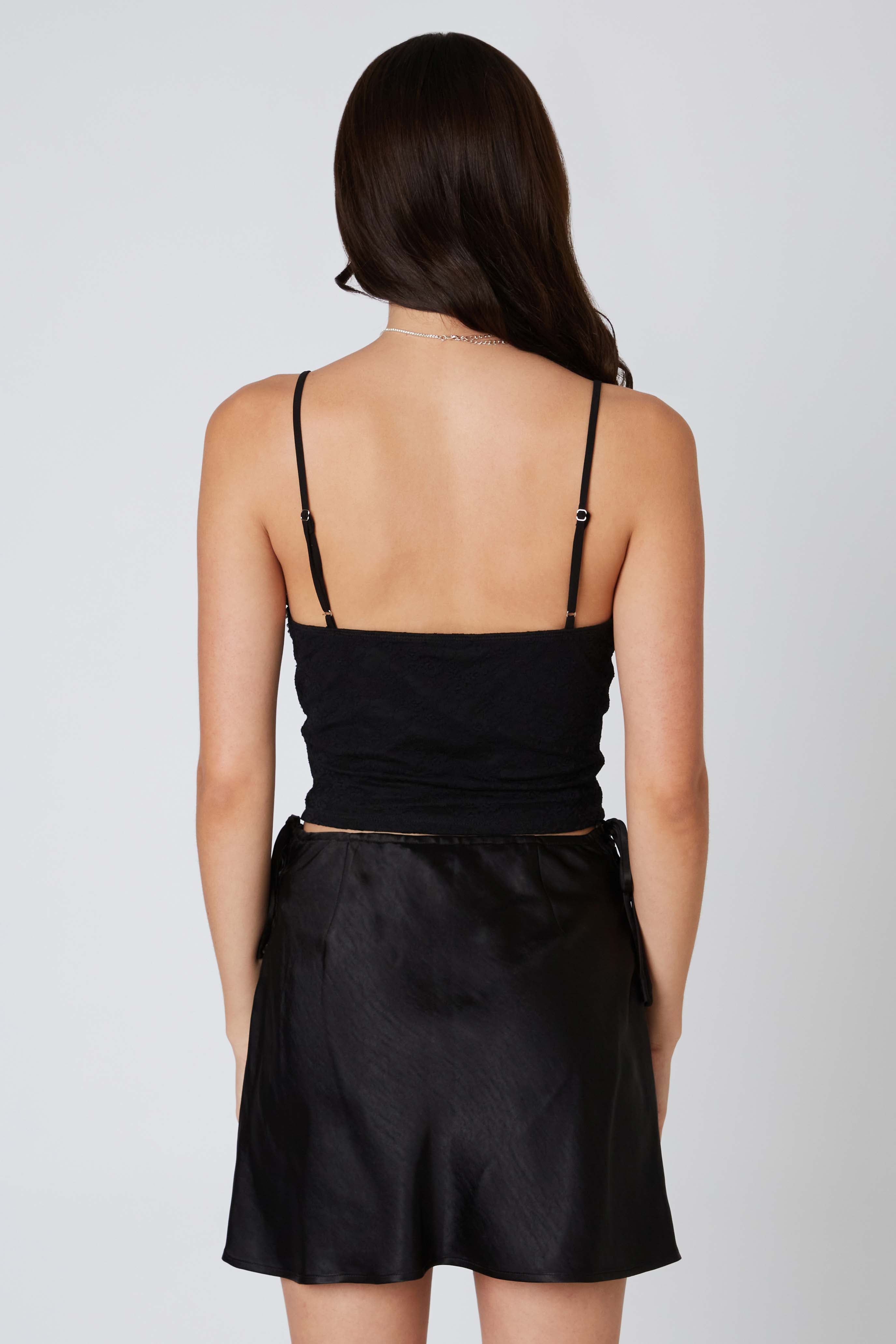 Satin Mini Skirt in Black Back View