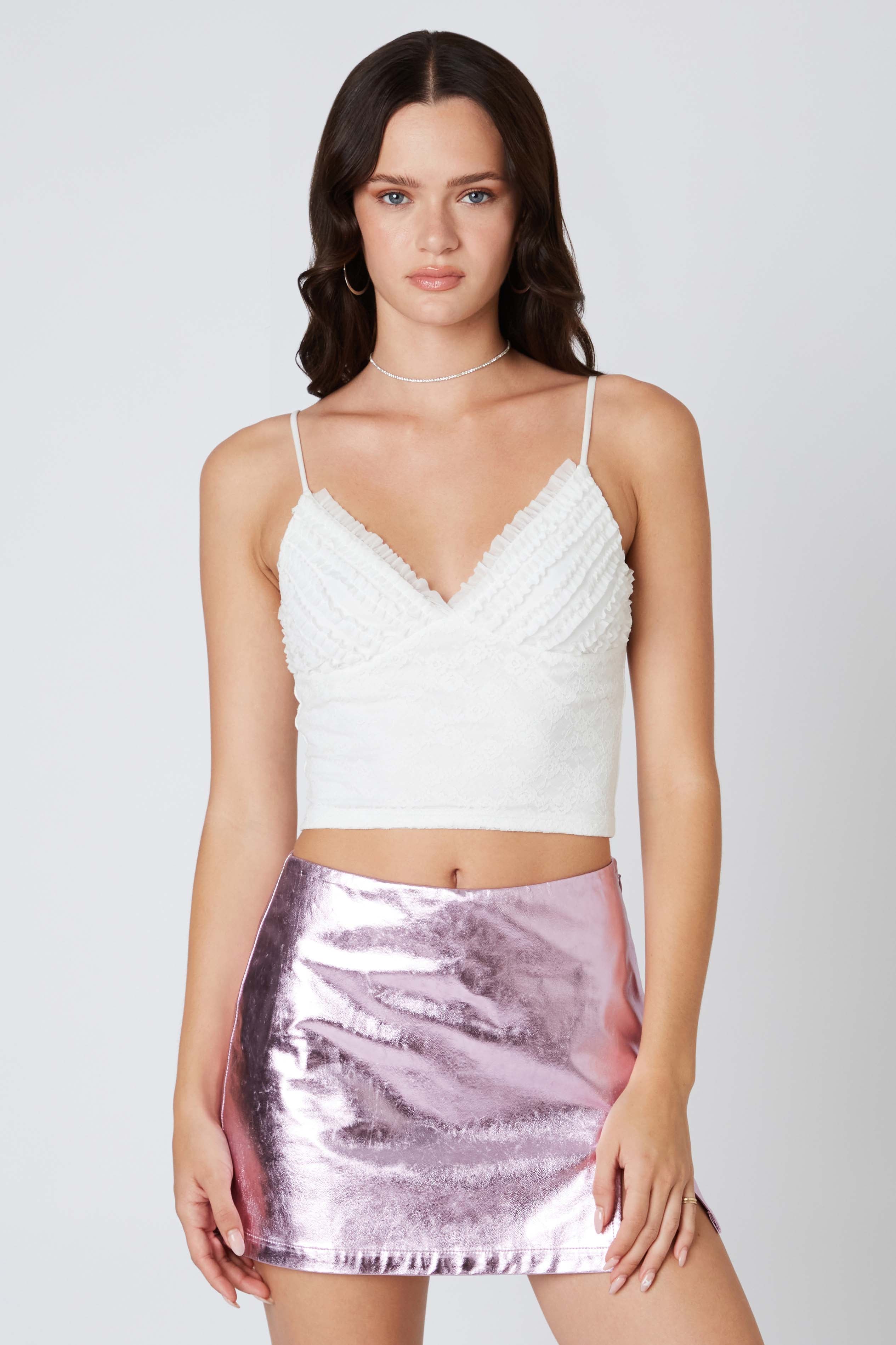 Metallic Mini Skort in Pink Front View
