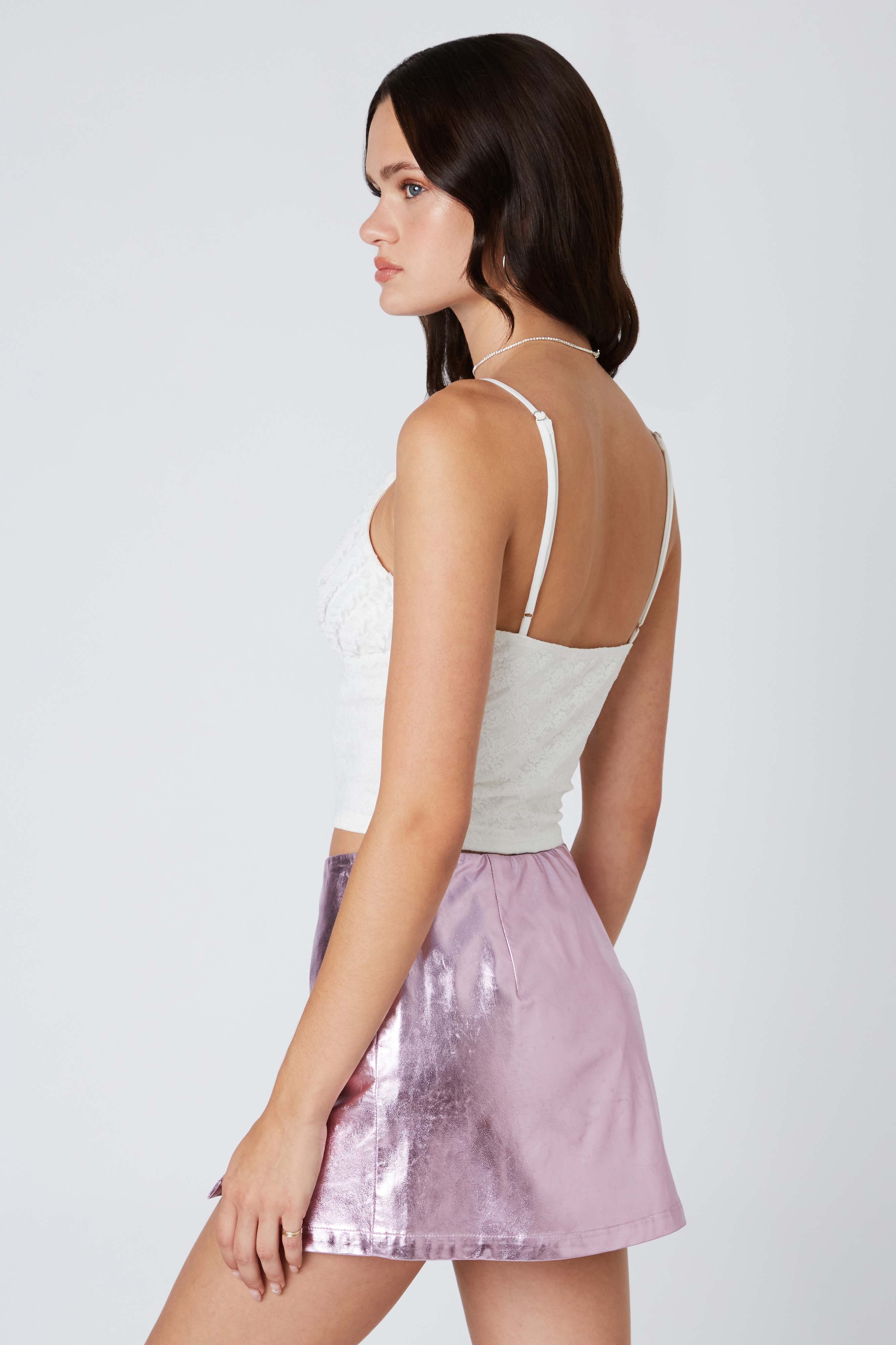 Metallic Mini Skort in Pink Back View
