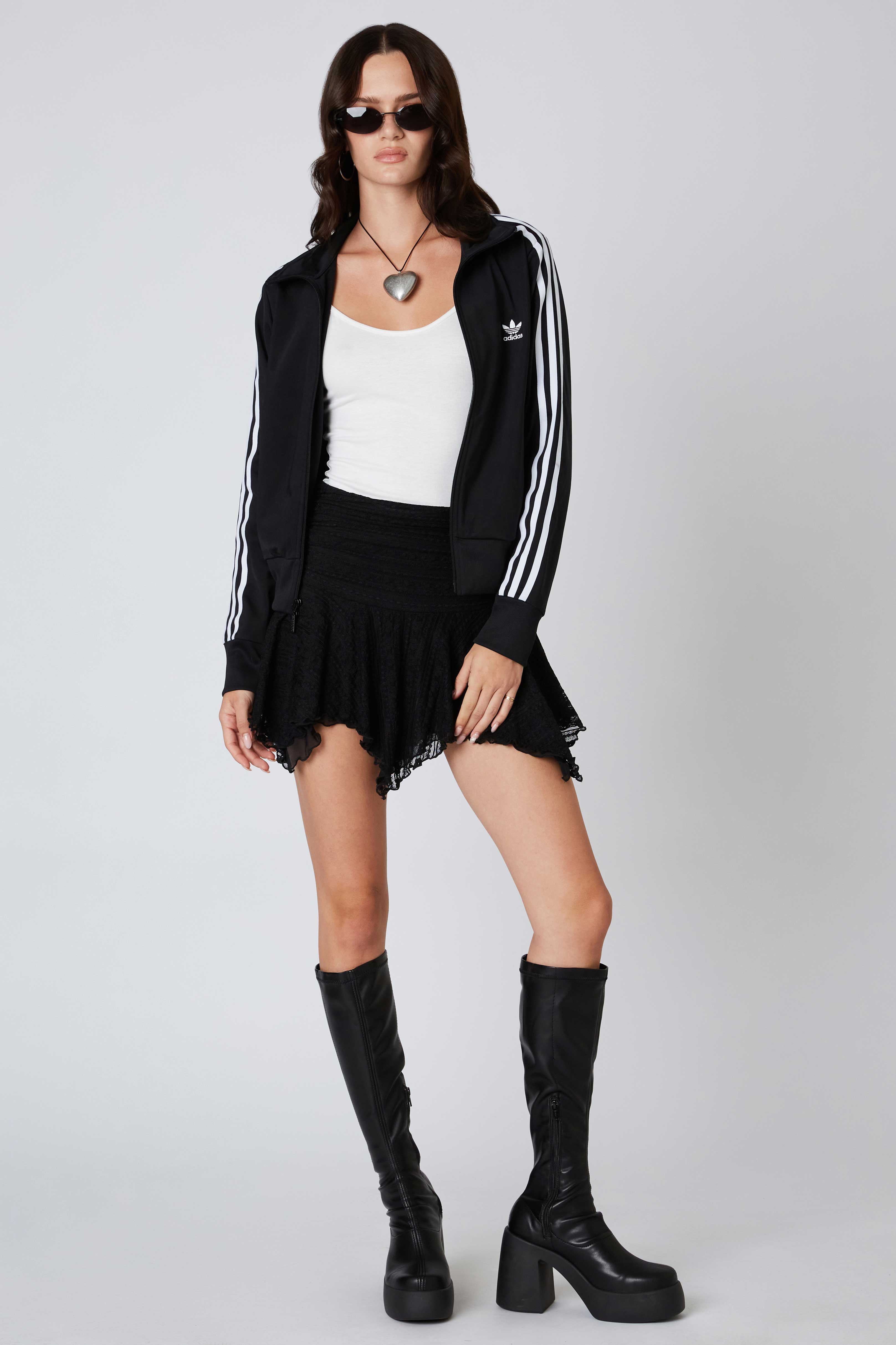 Lace Mini Skirt in Black Front View