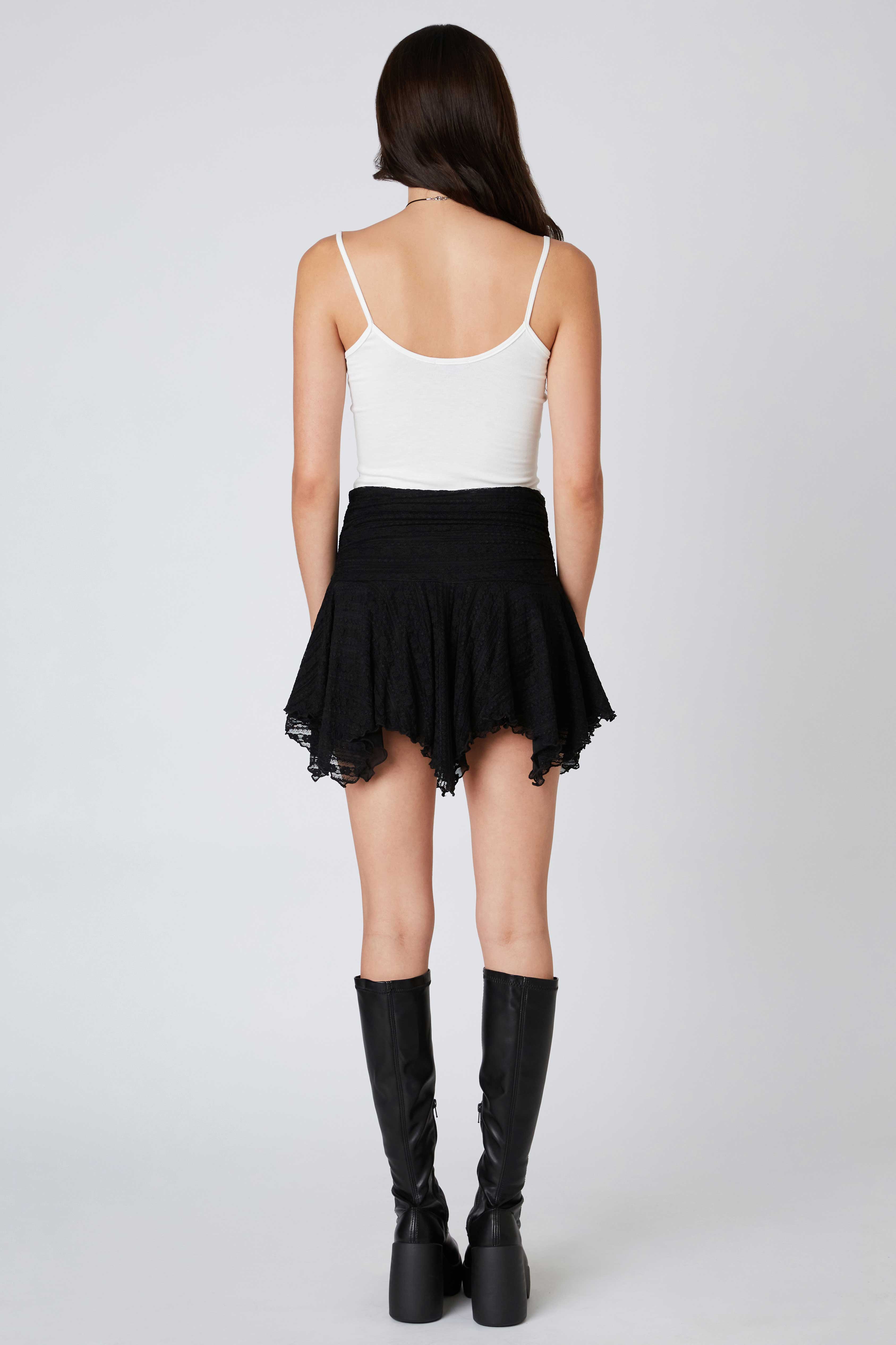 Lace Mini Skirt in Black Back View