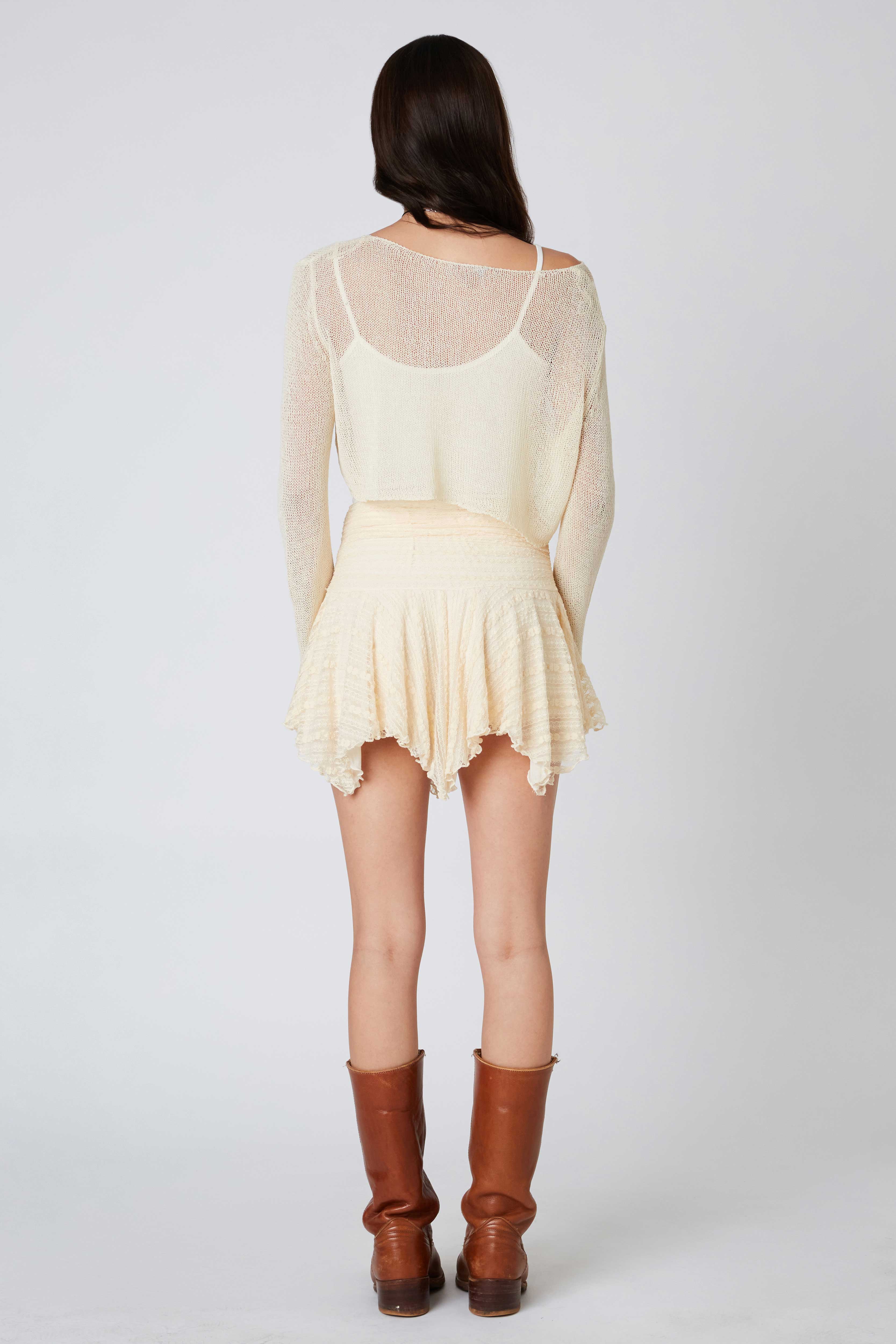 Lace Mini Skirt in Vanilla Back View