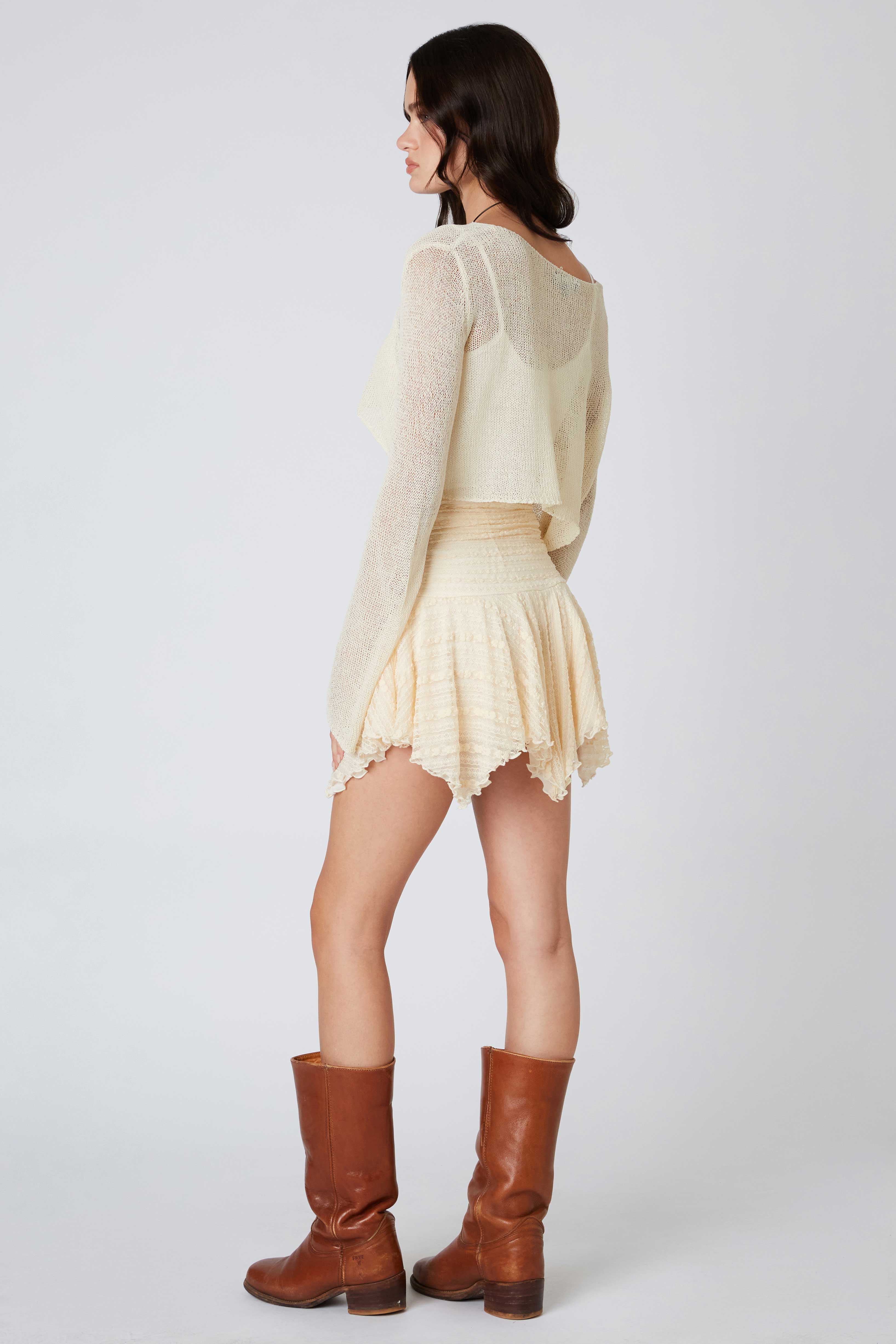Lace Mini Skirt in Vanilla Side View