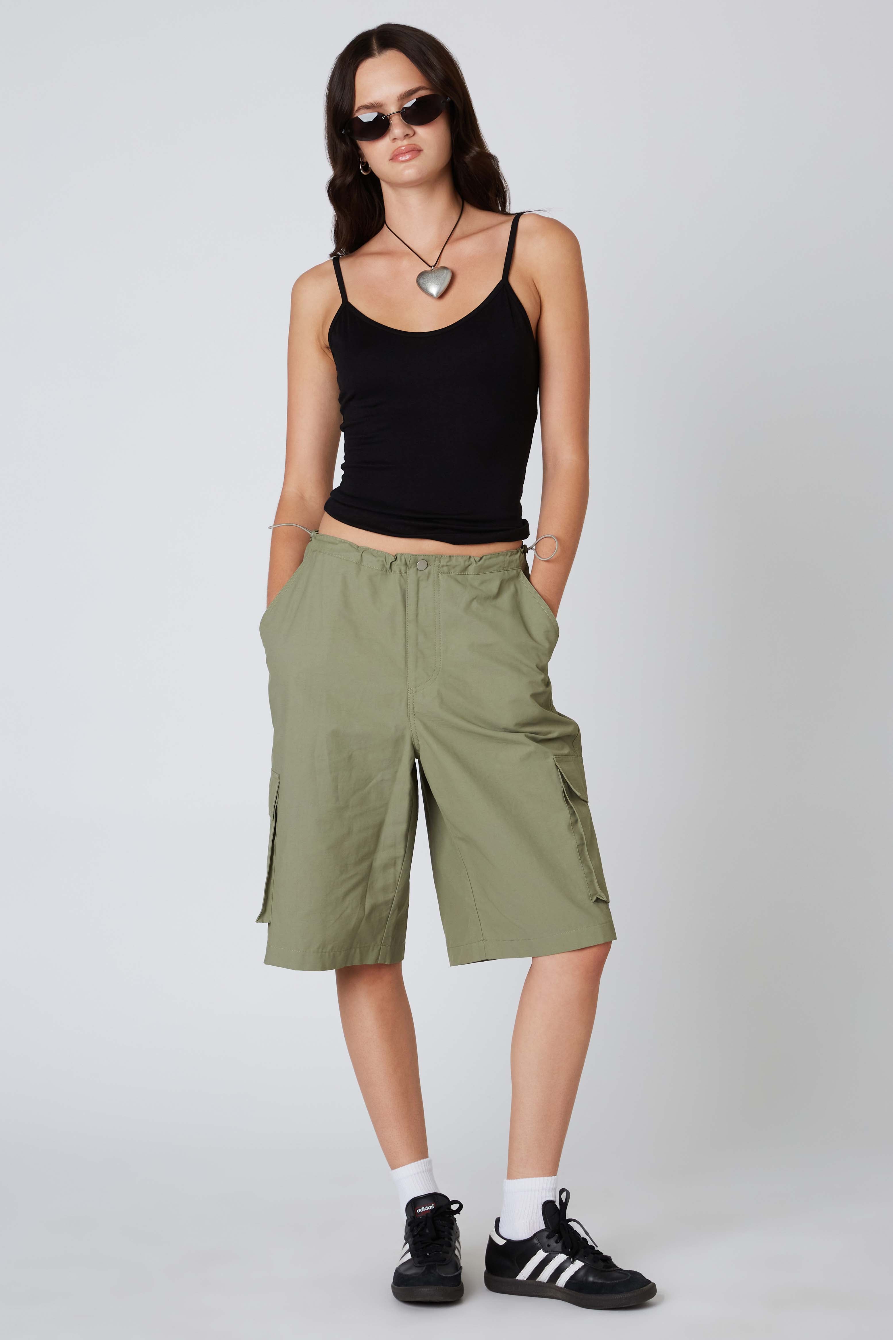 Cargo Shorts in Olive Front View