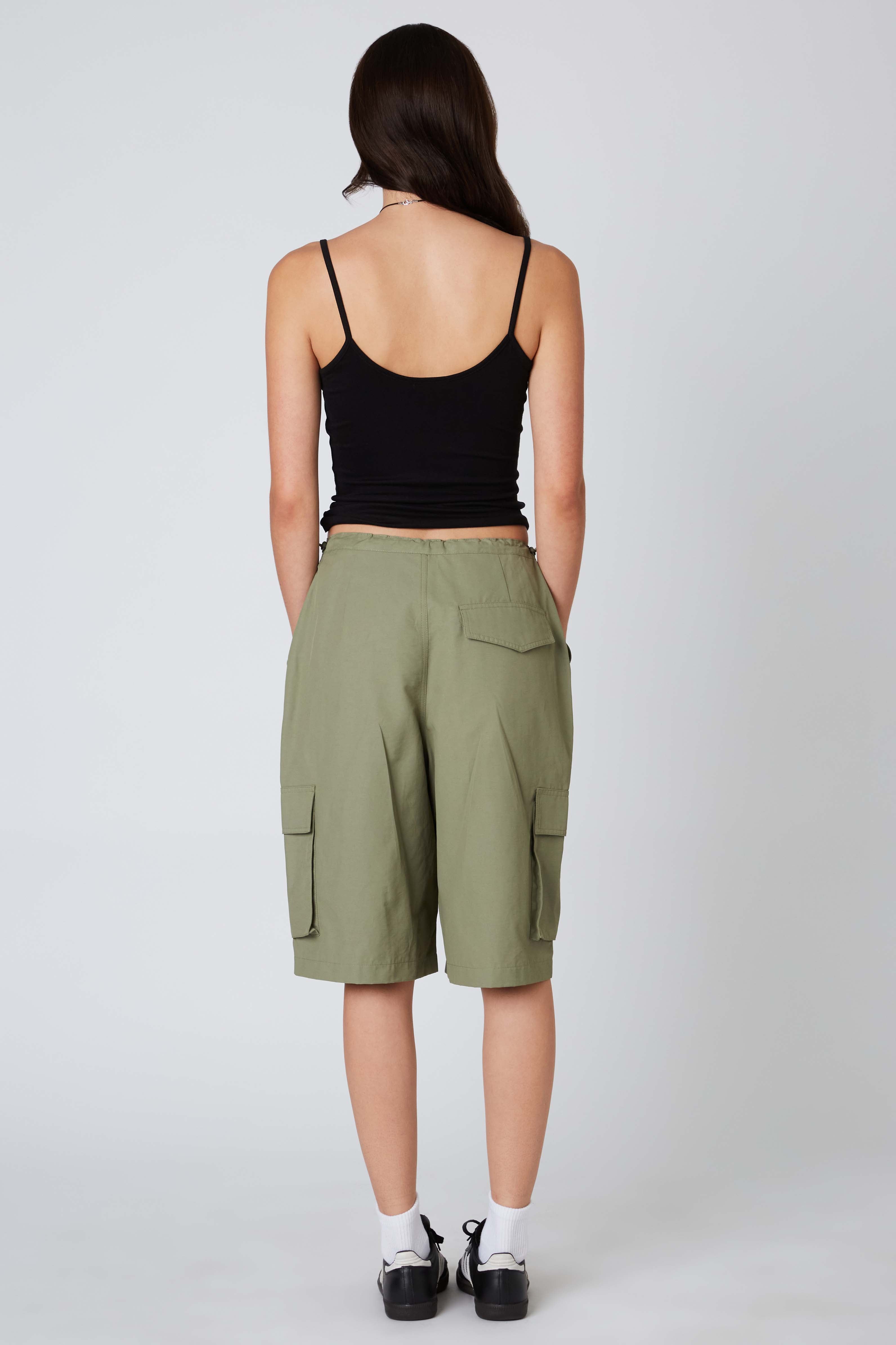 Cargo Shorts in Olive Back View