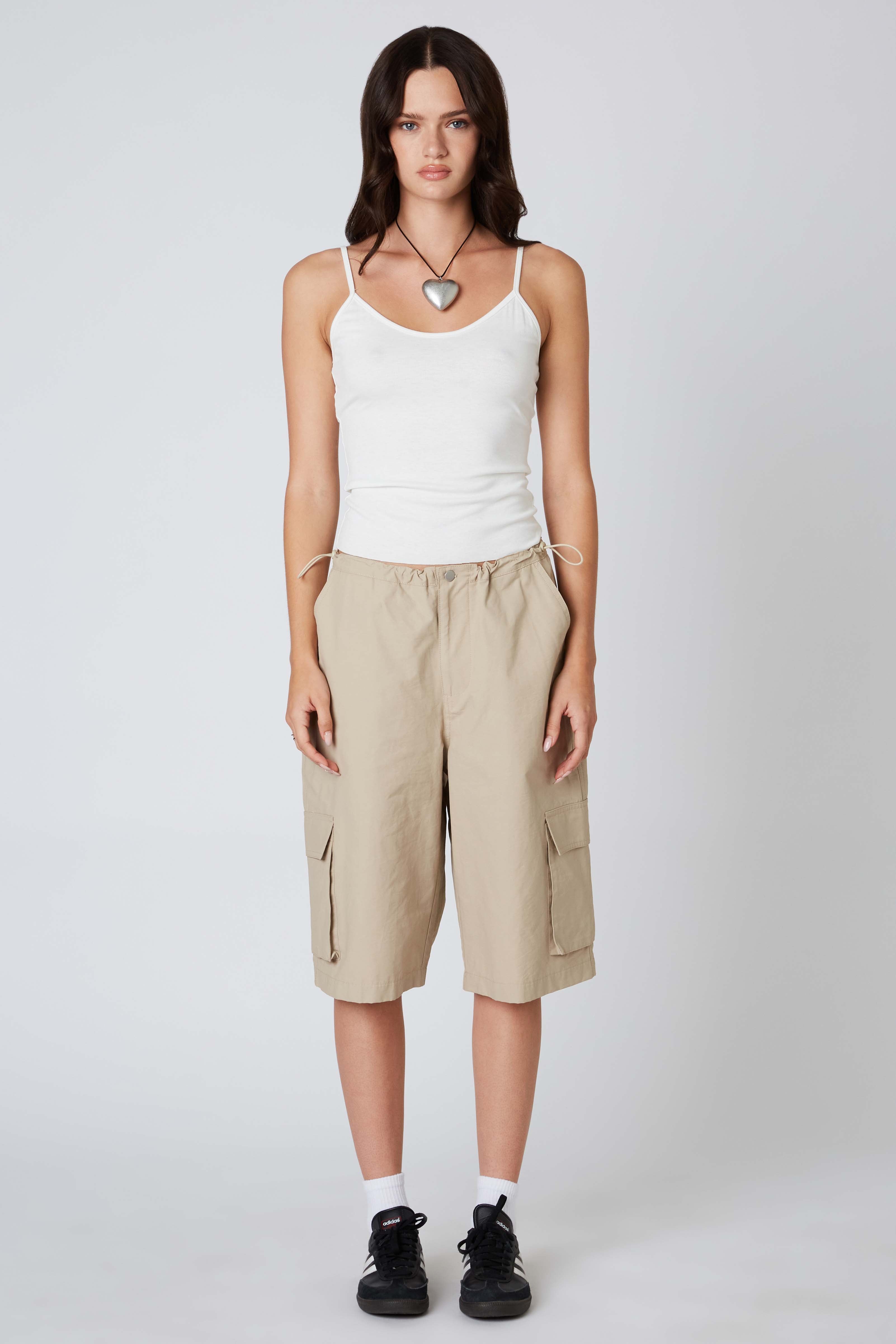 Cargo Shorts in Tan Front View