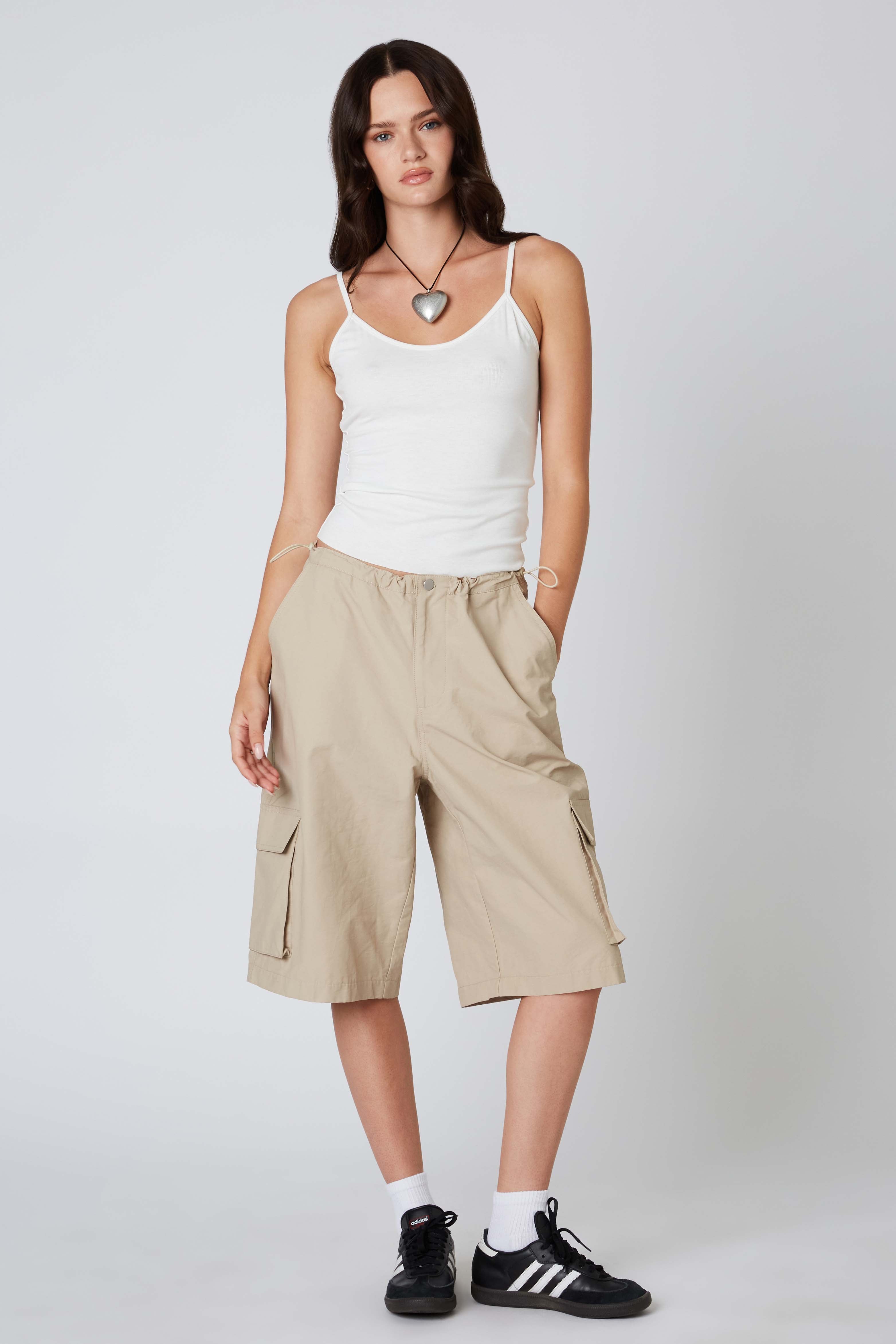 Cargo Shorts in Tan Front View