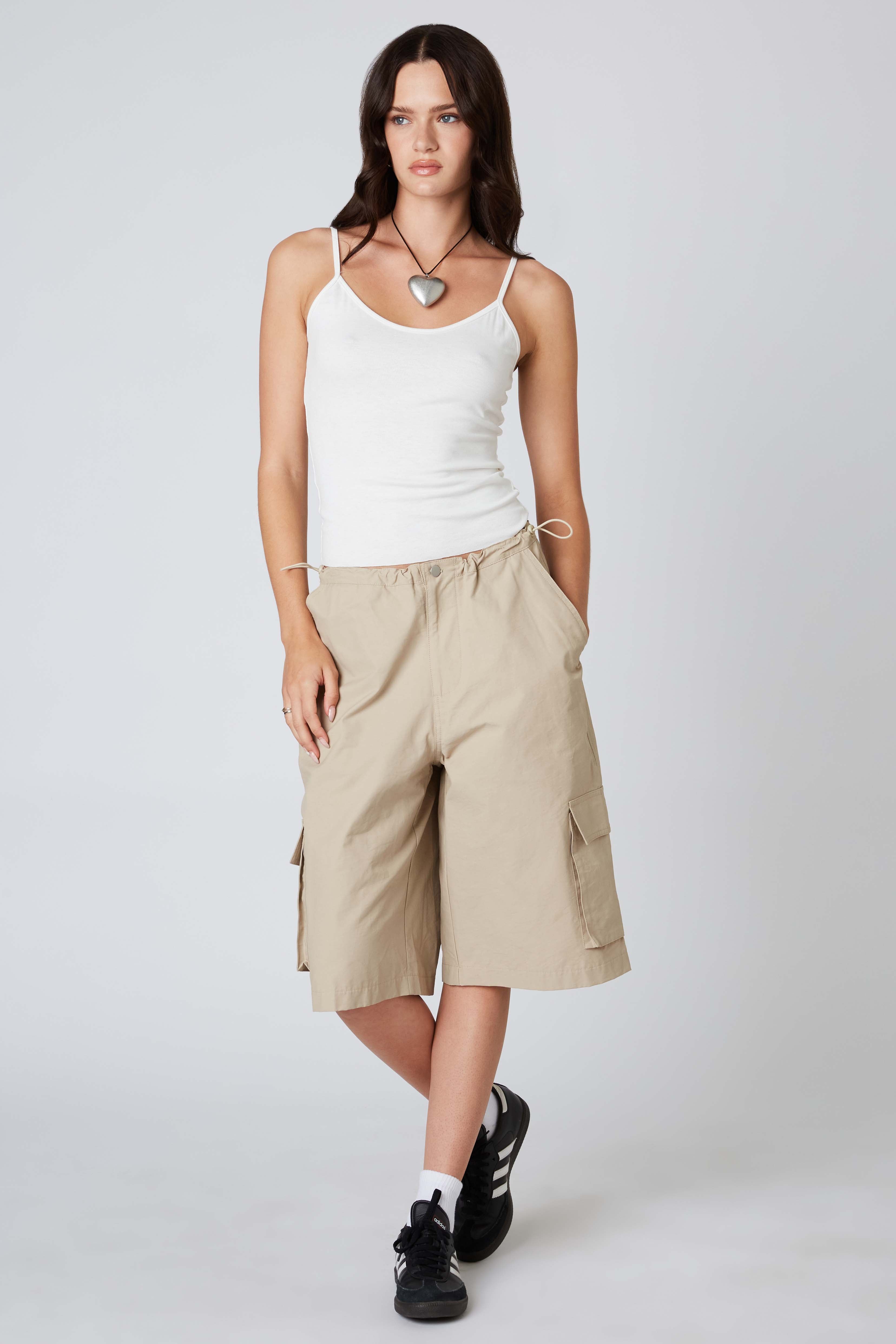 Cargo Shorts in Tan Front View