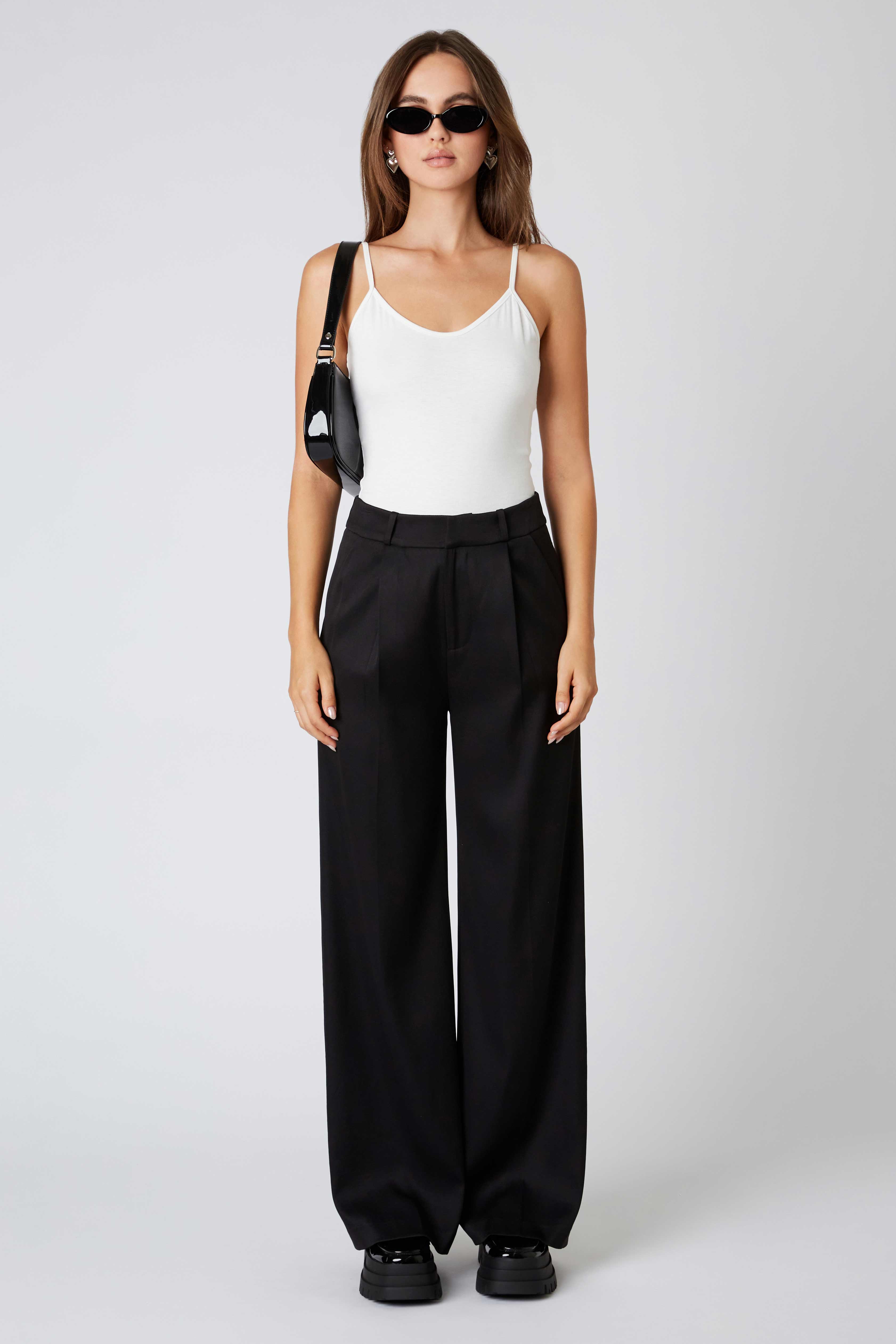 Mid-rise Trousers in Black Front View
