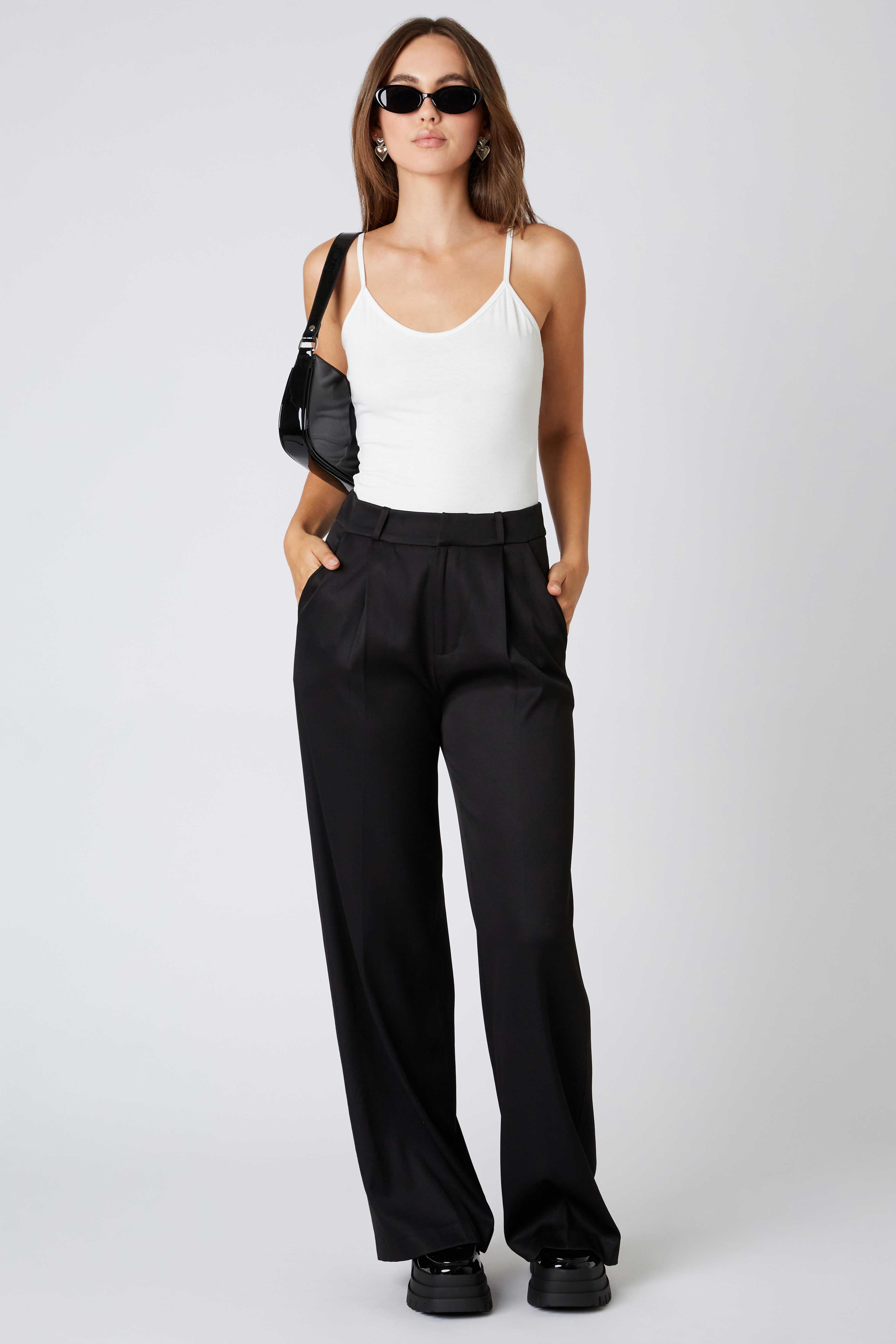 Mid-rise Trousers in Black Front View