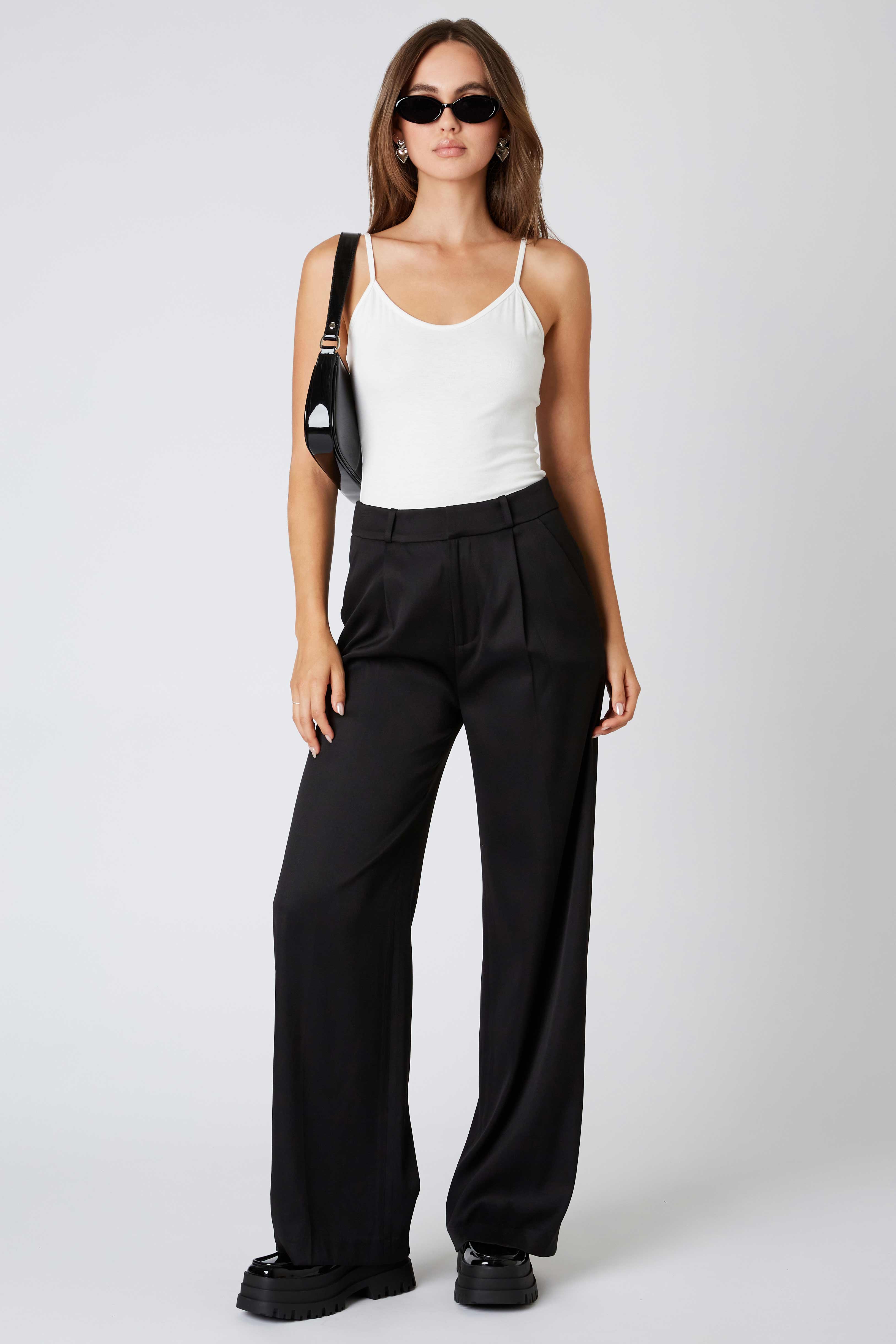 Mid-rise Trousers in Black Front View